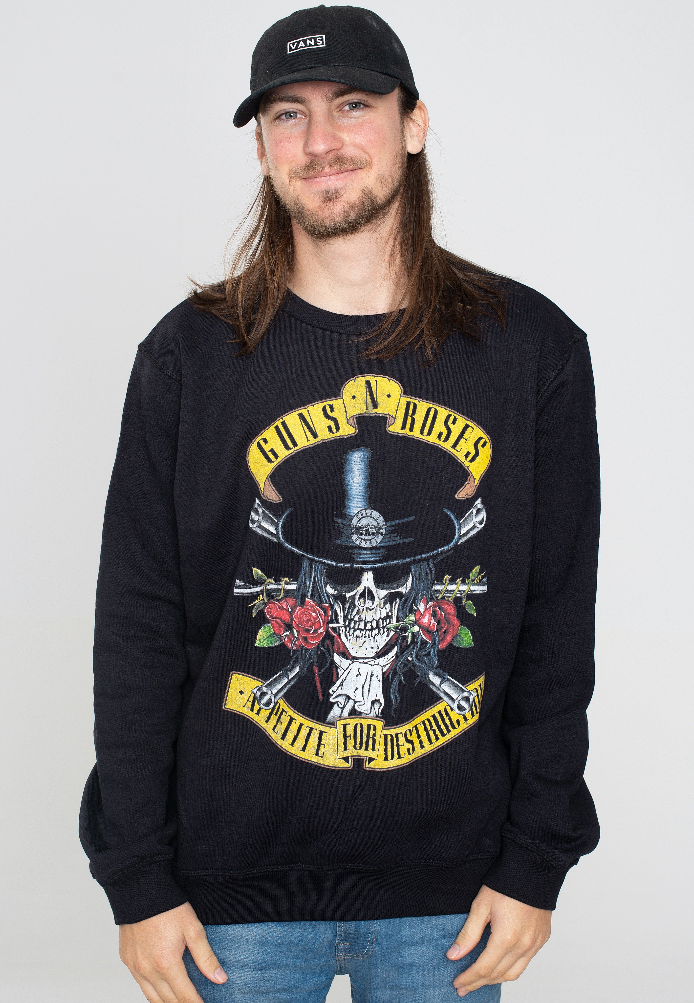 Guns N' Roses - Top Hat Skull Charcoal - Sweater | Men-Image