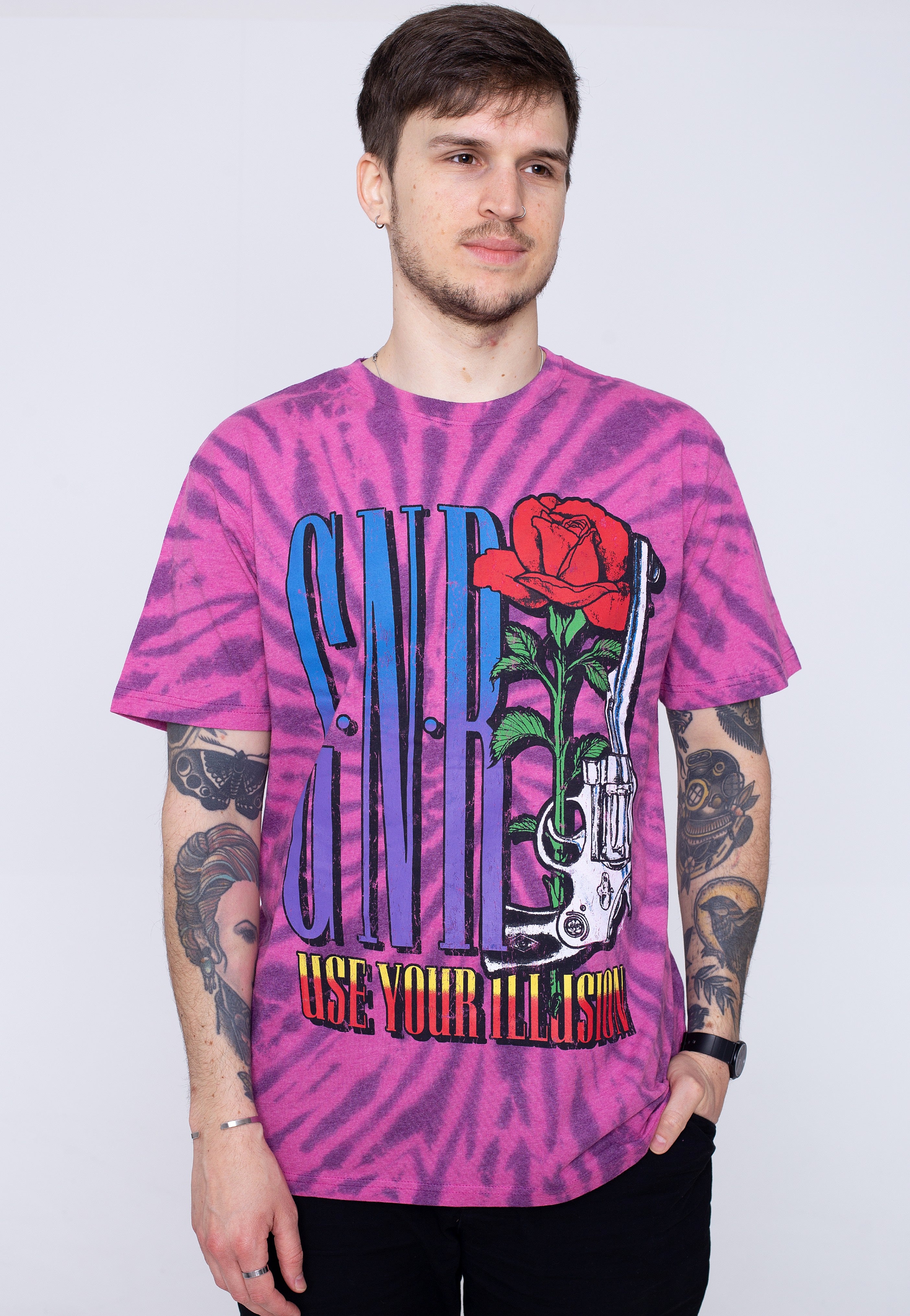 Guns N' Roses - UYI Pistol Dip-Dye Purple - T-Shirt | Men-Image