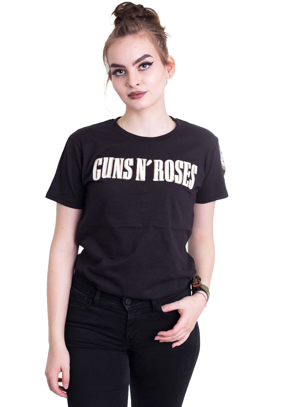 Guns N' Roses - Logo & Bullet Circle Applique - T-Shirt | Women-Image