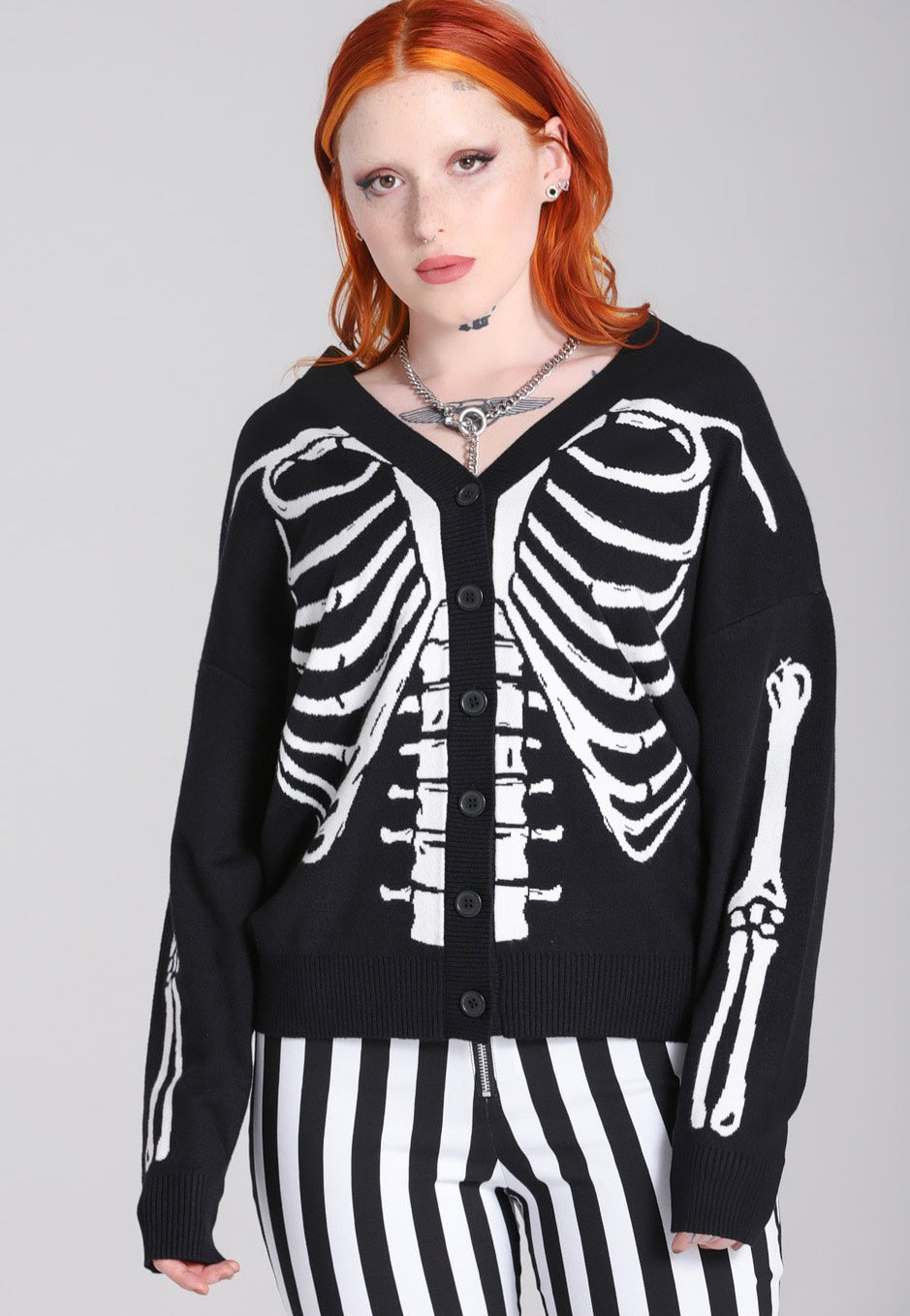 Hellbunny - Skeleton Black/White - Cardigan | Women-Image