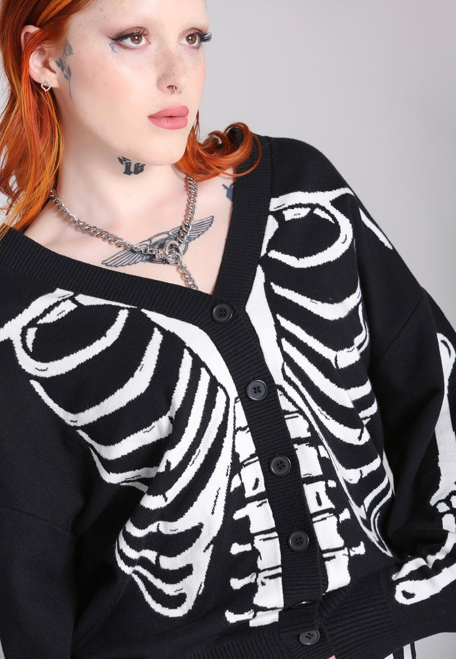 Hellbunny - Skeleton Black/White - Cardigan | Women-Image