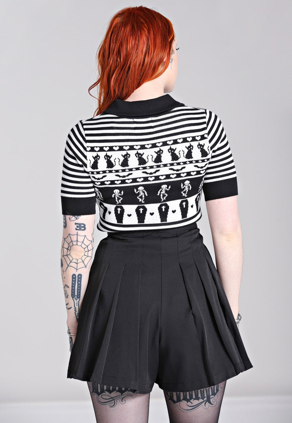 Hellbunny - Dance Macabre Black/White - Top | Women-Image