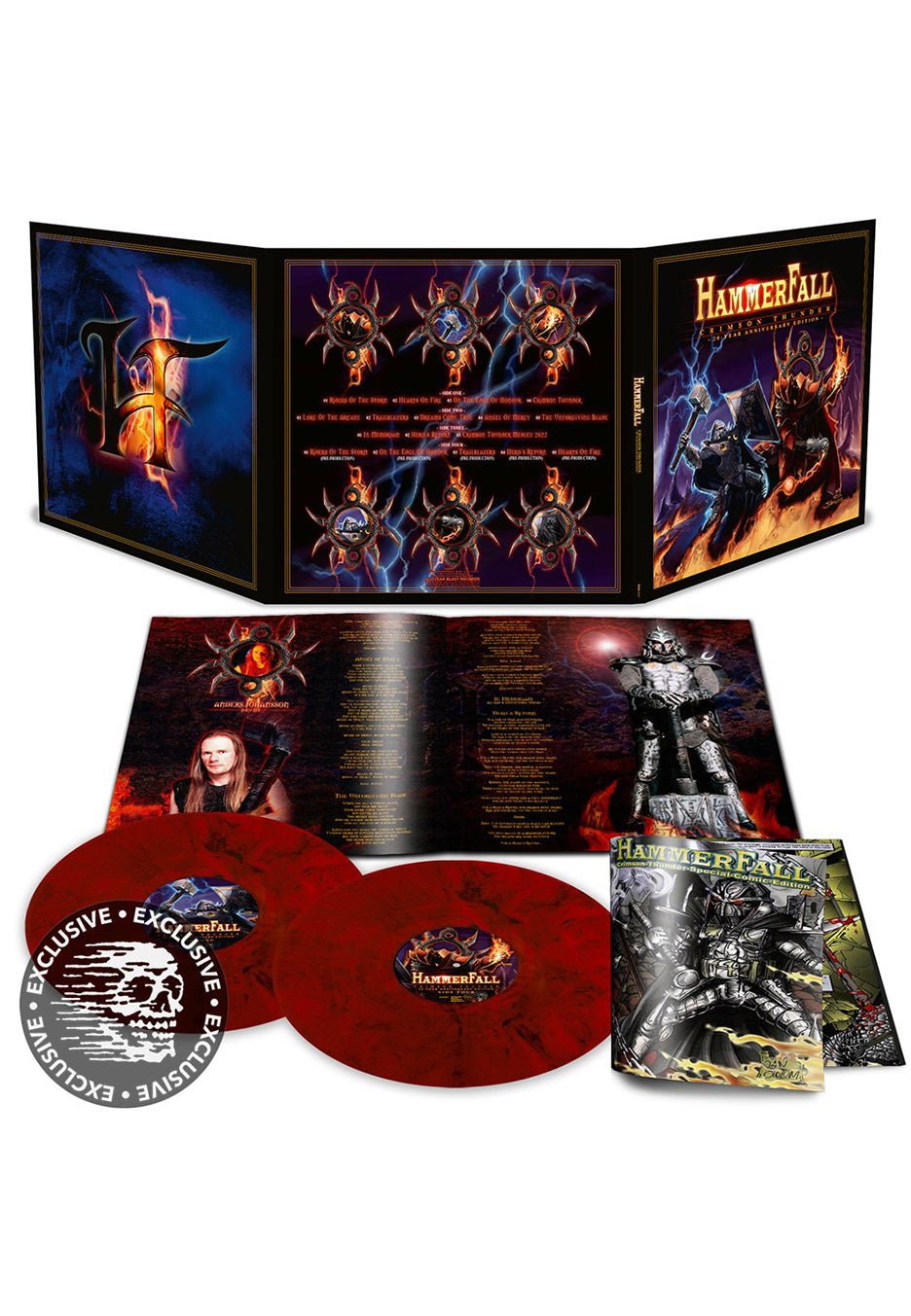 Hammerfall - Crimson Thunder - 20 Year Anniversary Red/Black - Marbled 2 Vinyl | Neutral-Image