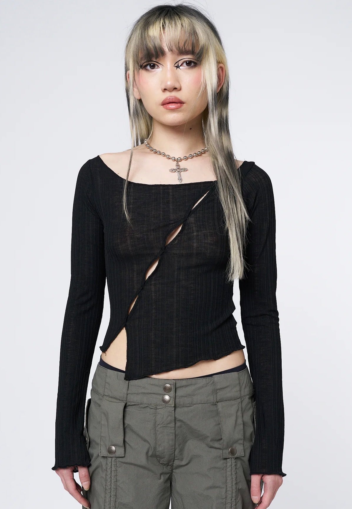 Minga London - Hana Asymmetrical Cut Out Black - Top | Women-Image