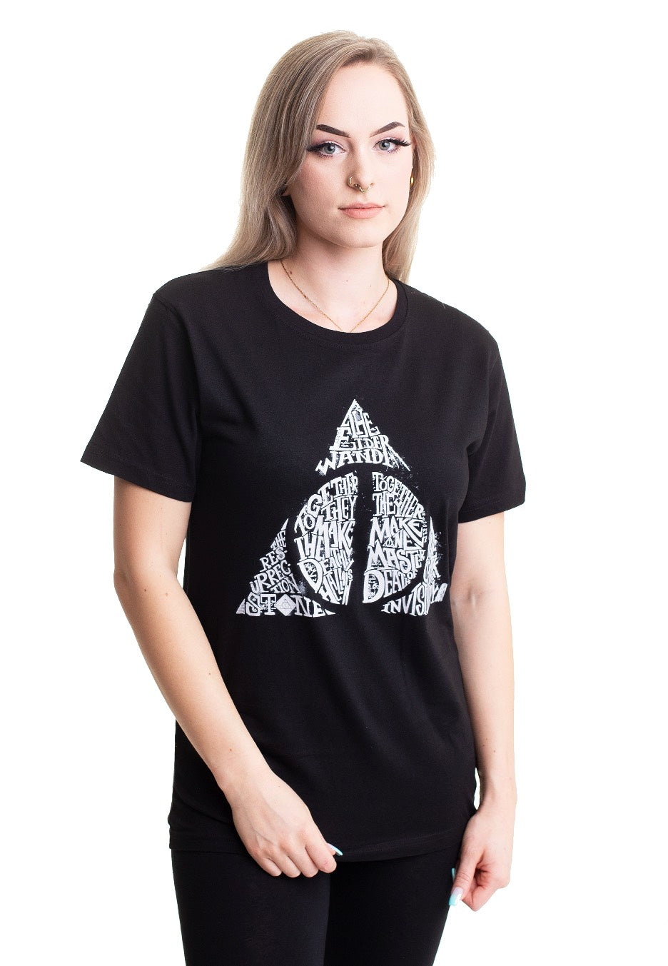 Harry Potter - Deathly Hallows Infill Words Logo - T-Shirt | Women-Image