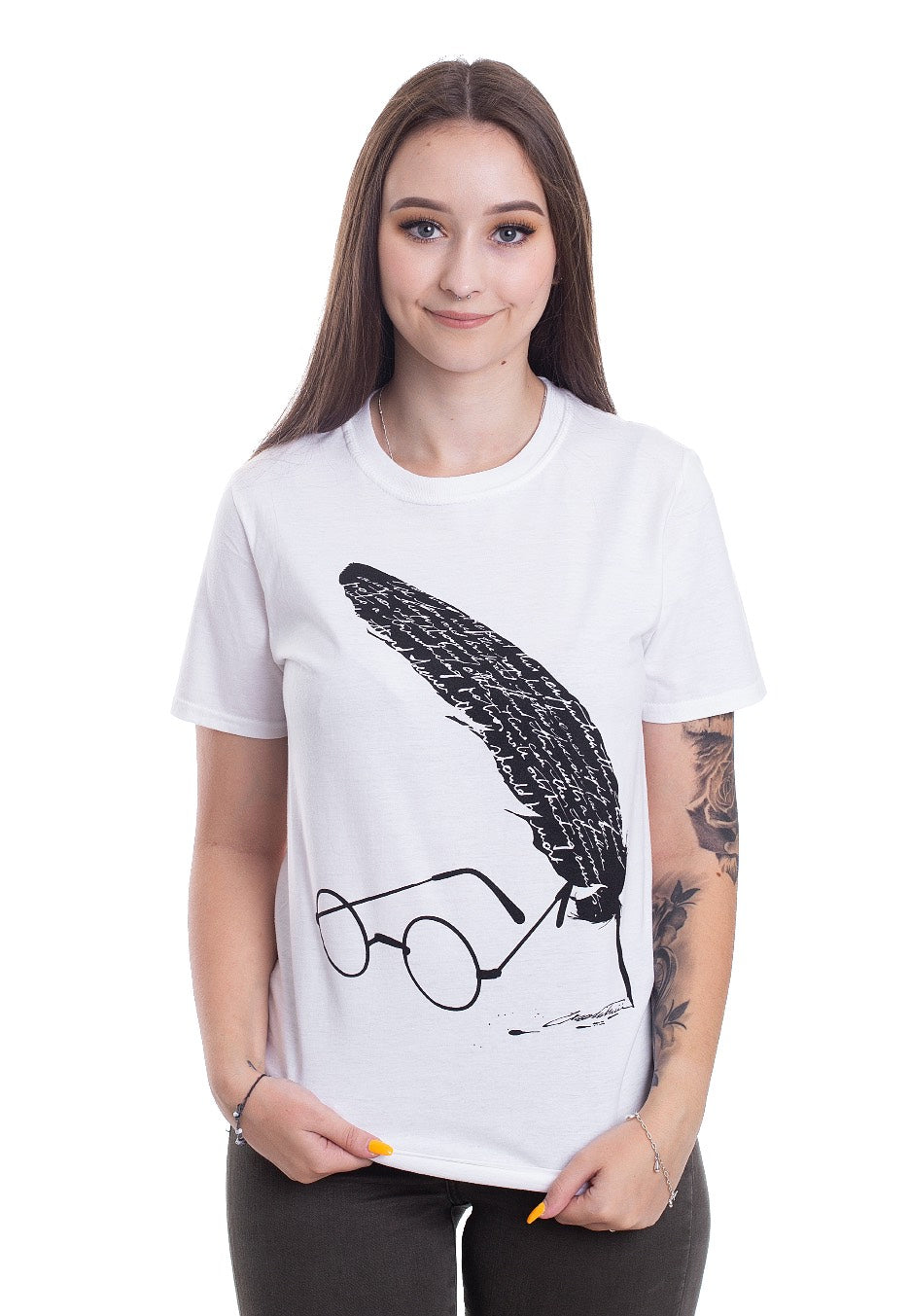 Harry Potter - Feather and Glasses White - T-Shirt | Women-Image