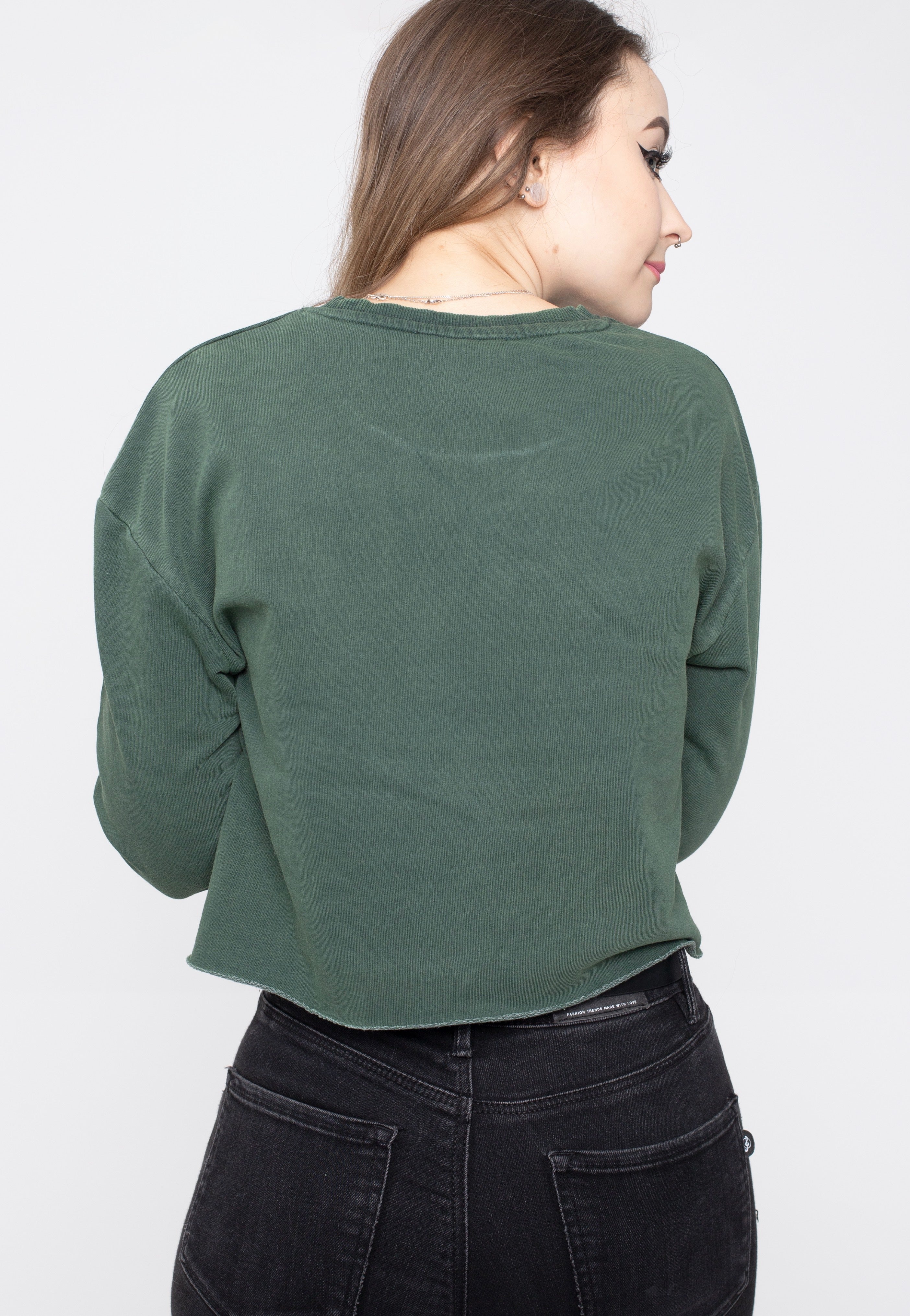 Harry Potter - Slytherin Cropped Green Acid Wash - Sweater | Women-Image