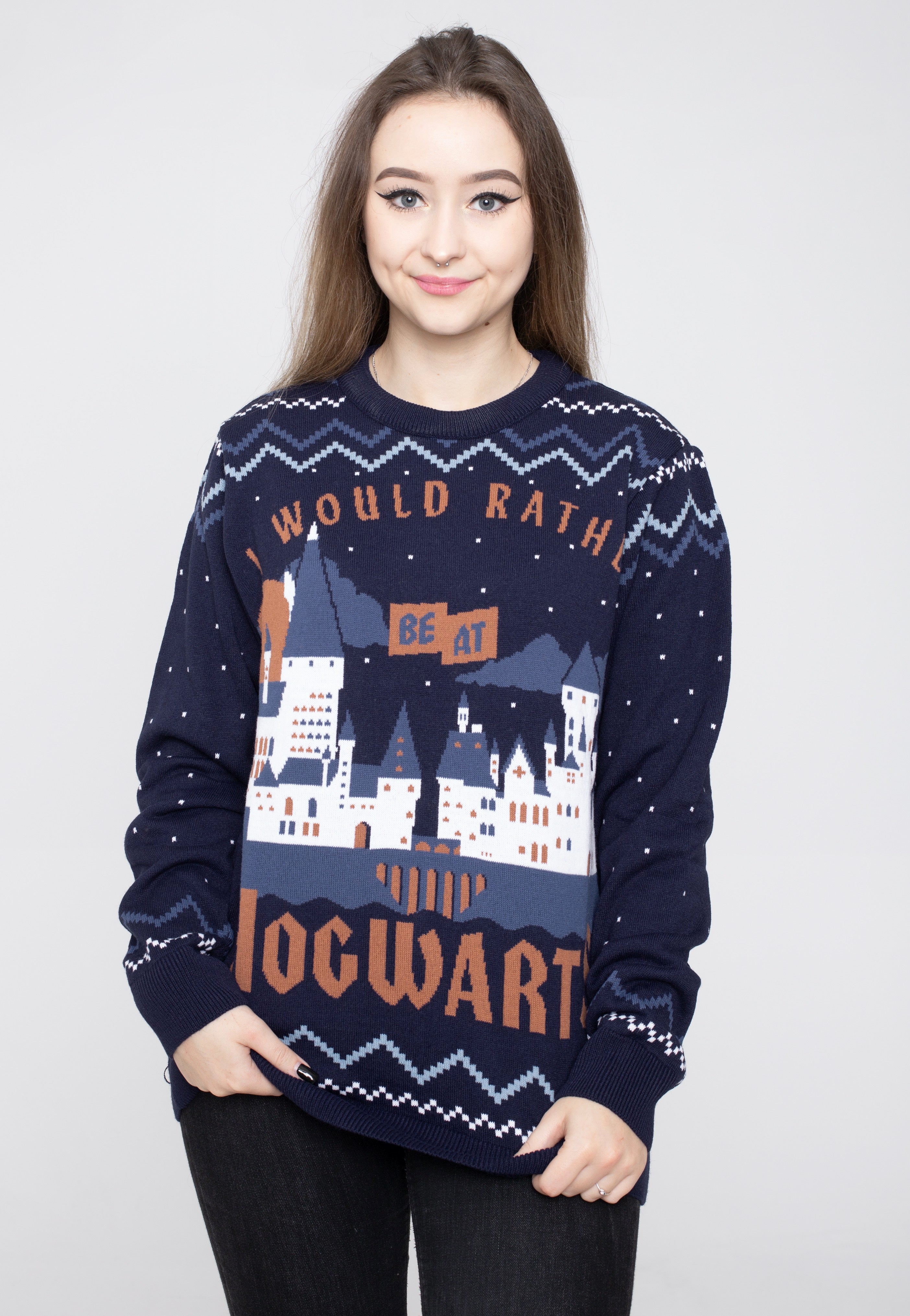 Harry Potter - Hogwarts Xmas Knit Navy - Pullover | Women-Image