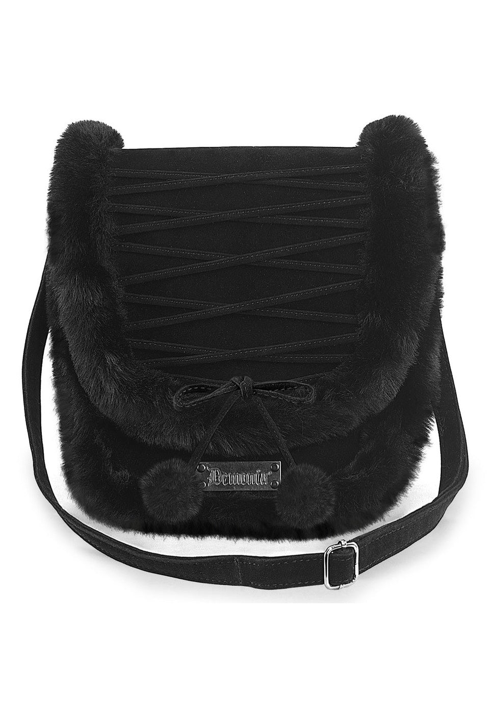 DemoniaCult - Faux Suede And Fur Crossbody Black - Bag | Neutral-Image