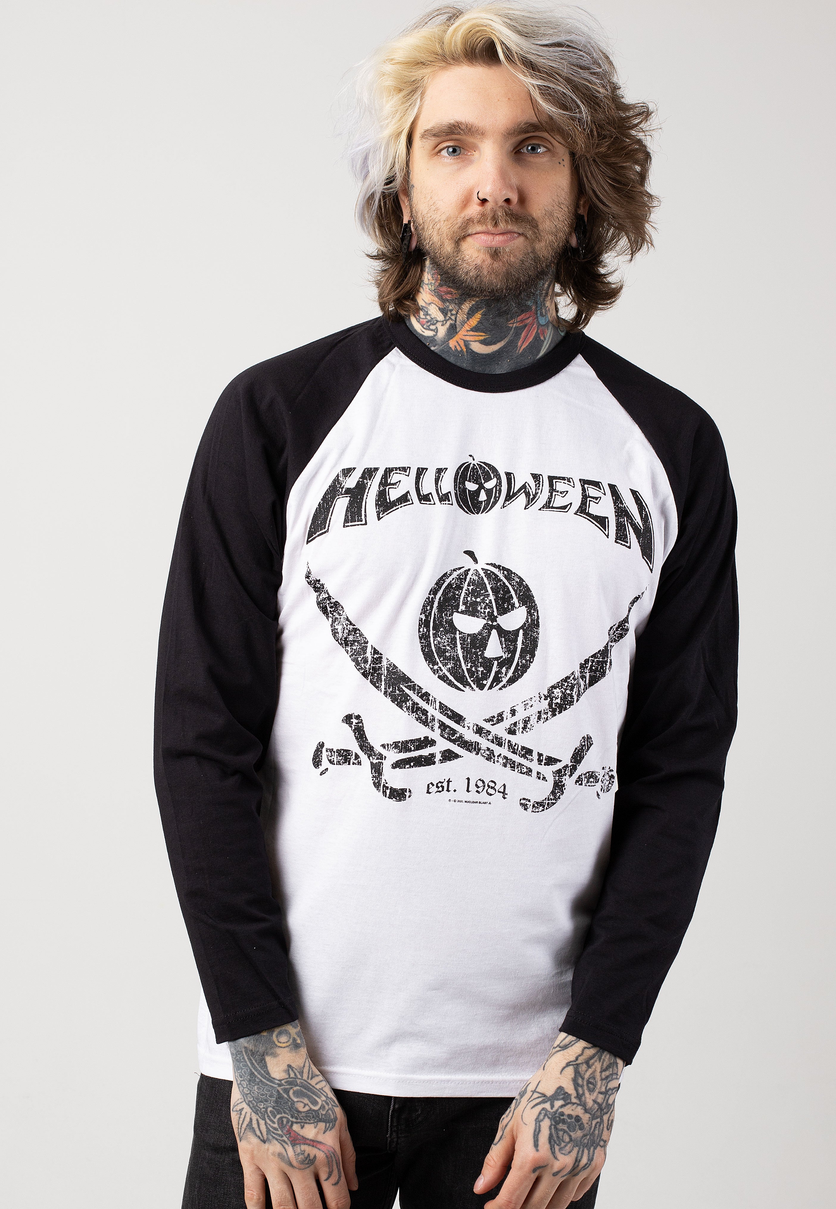 Helloween - Pirate Baseballshirt Raglan White/Black - Longsleeve | Men-Image