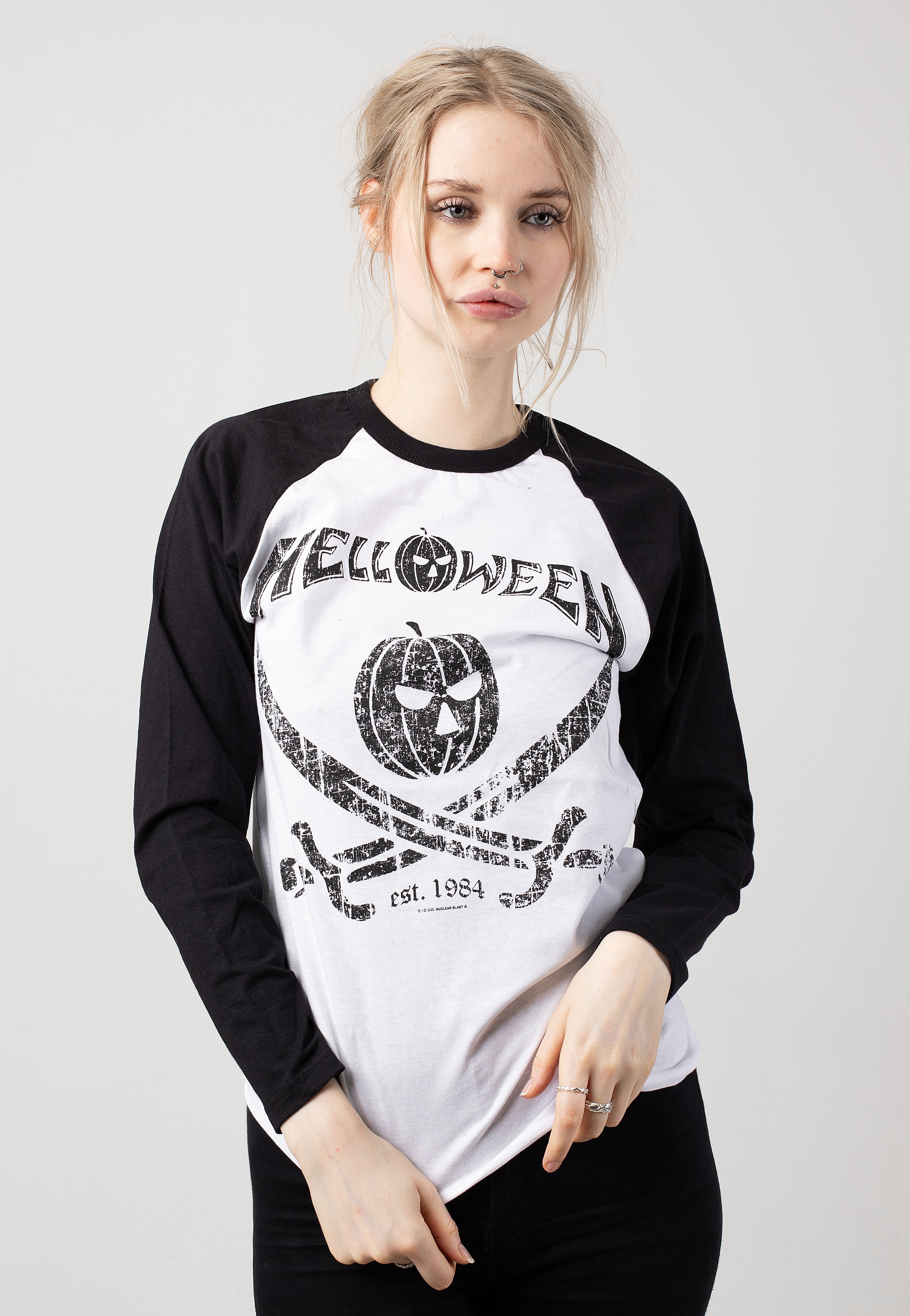 Helloween - Pirate Baseballshirt Raglan White/Black - Longsleeve | Women-Image