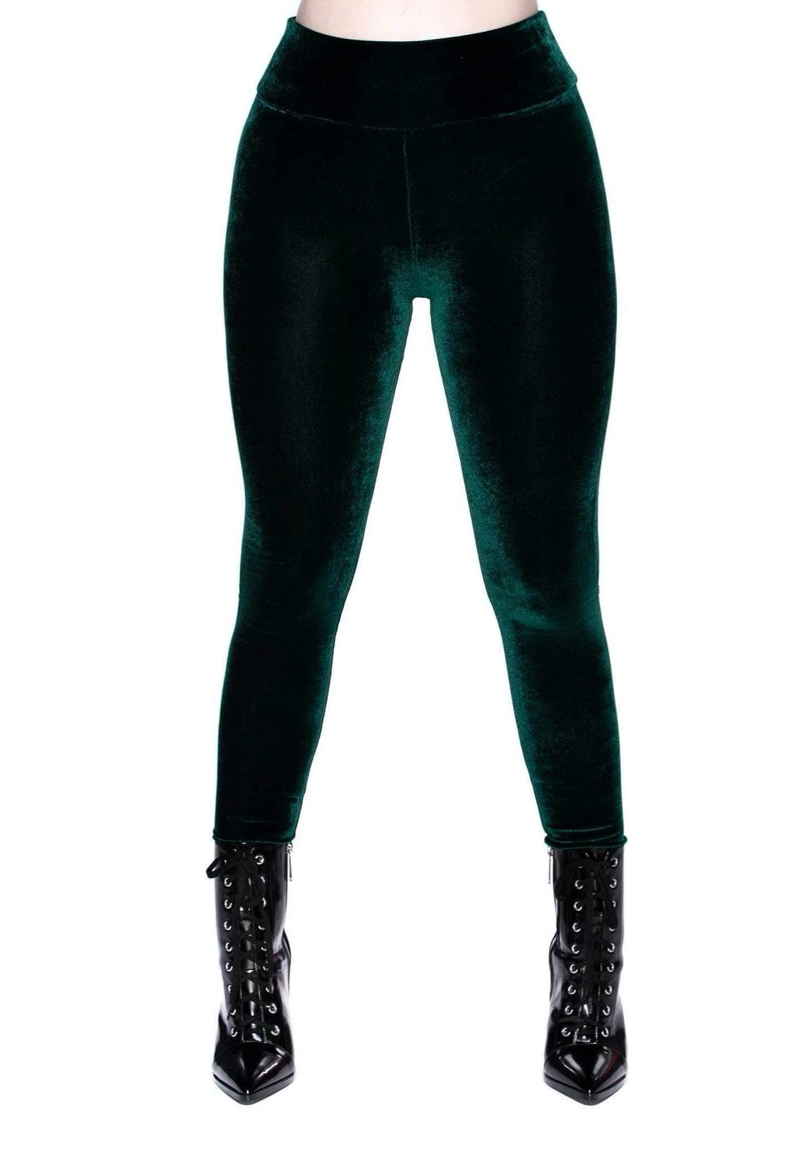 Killstar - Hematite Velvet Emerald - Leggings | Women-Image