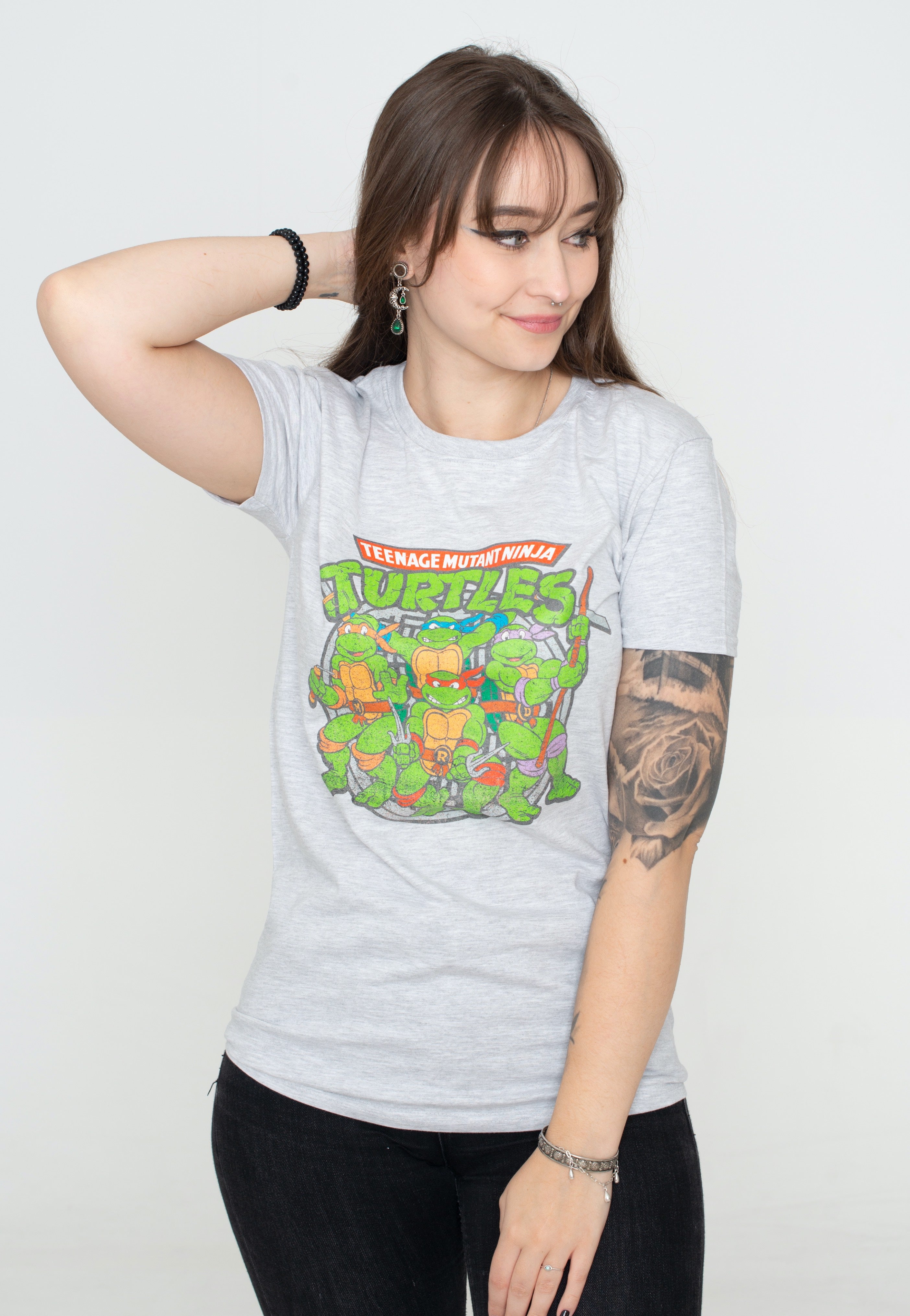 Turtles - Retro Turtle Heather Grey - T-Shirt | Women-Image