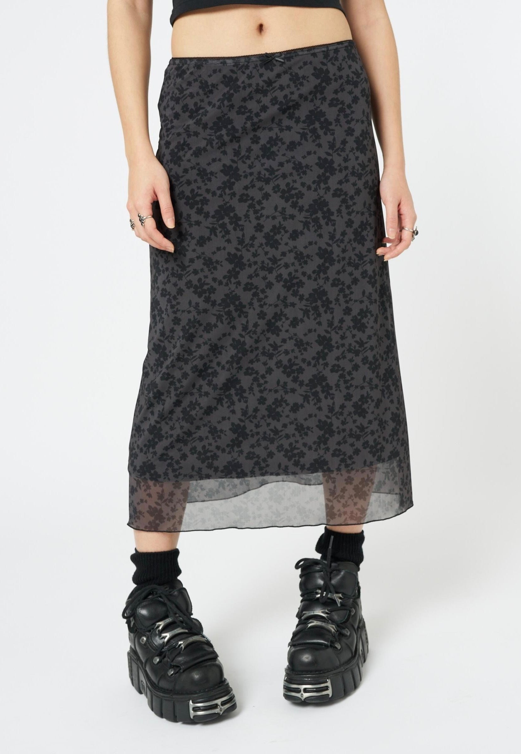 Minga London - Hydra Floral Print Black - Skirt | Women-Image