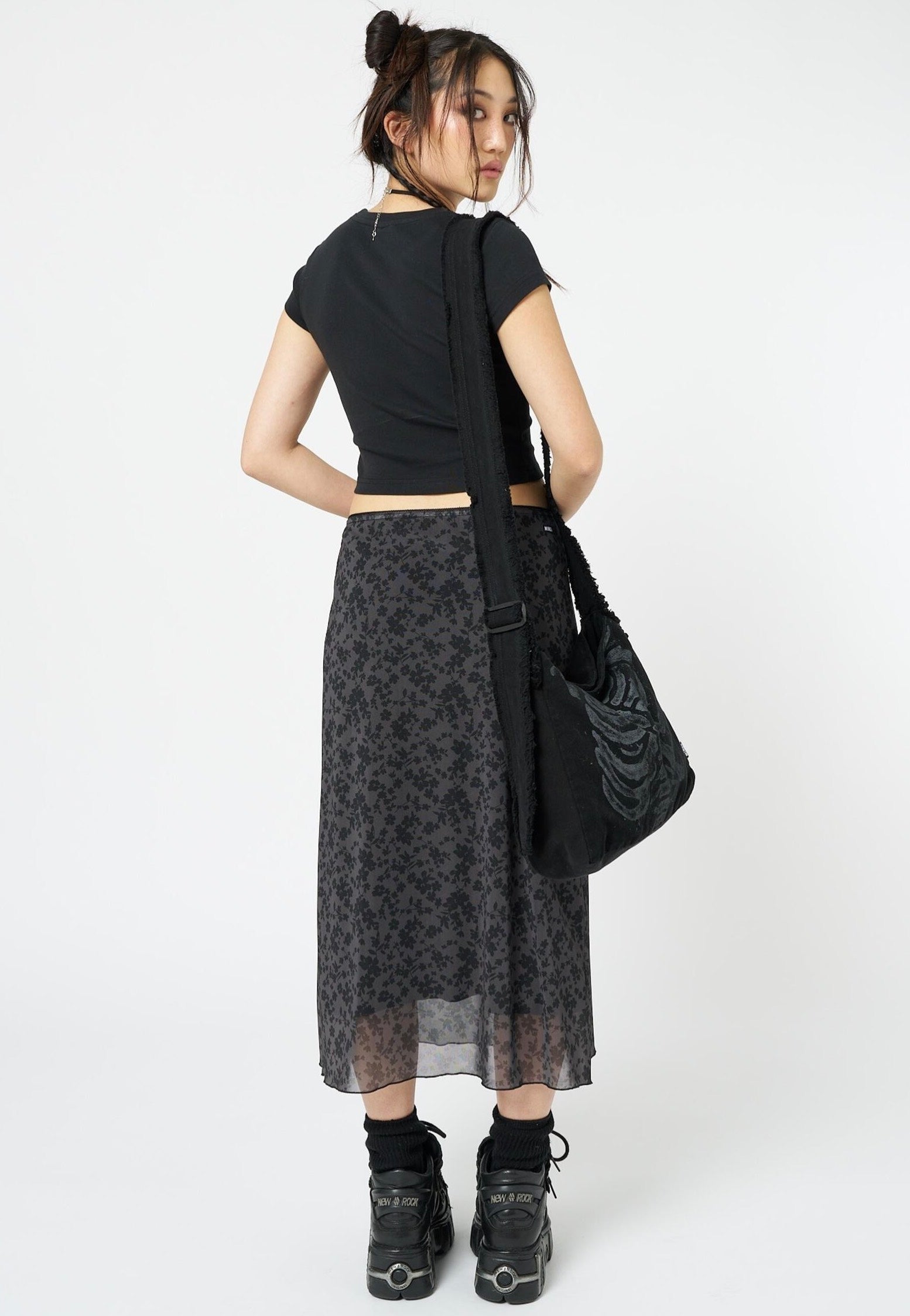 Minga London - Hydra Floral Print Black - Skirt | Women-Image