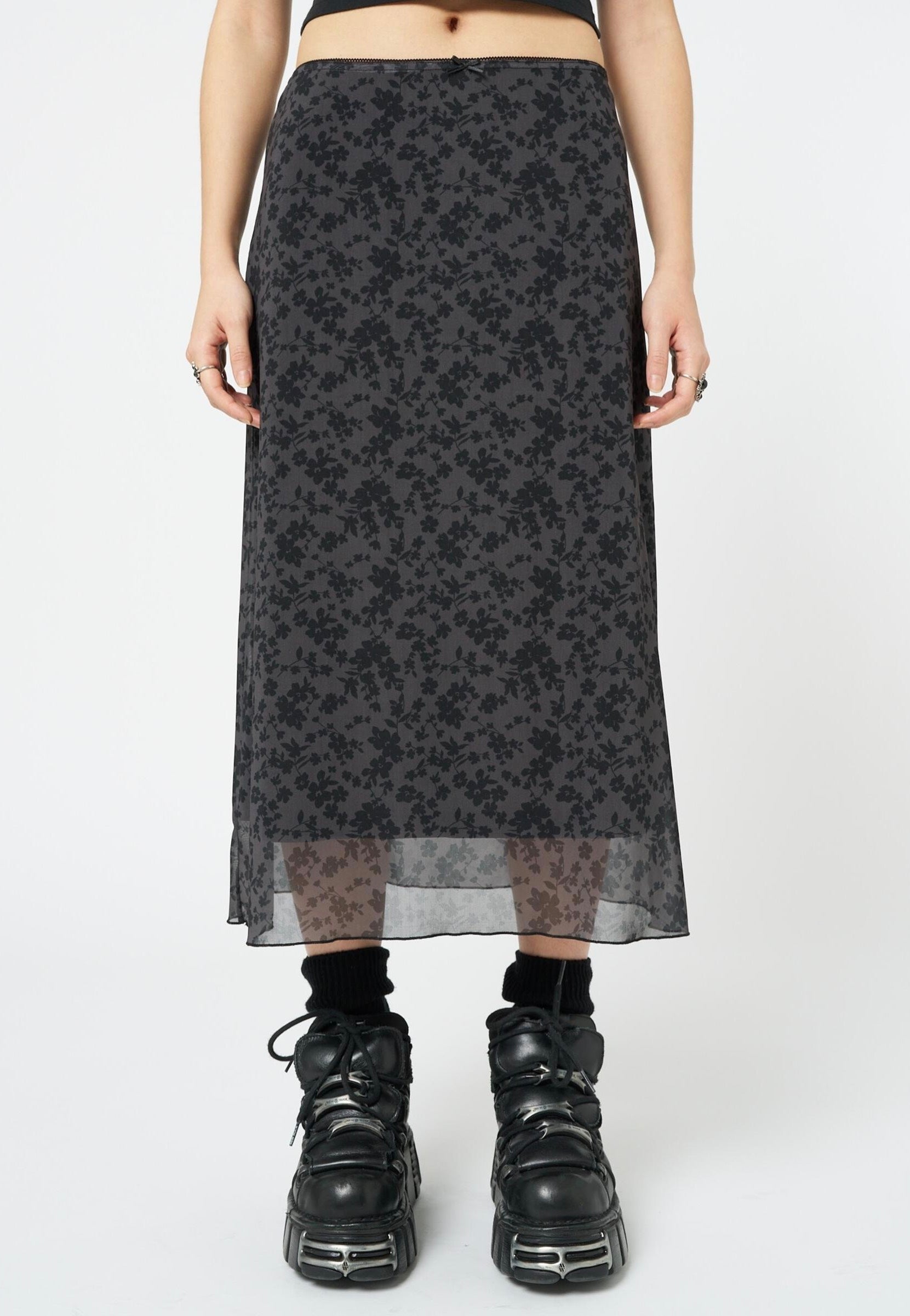 Minga London - Hydra Floral Print Black - Skirt | Women-Image