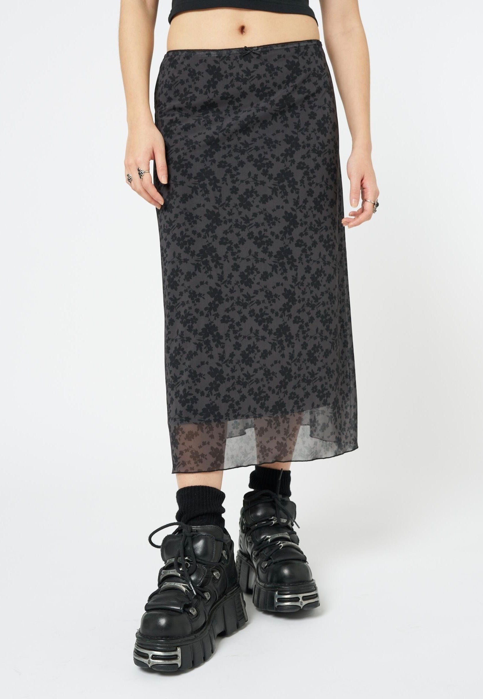 Minga London - Hydra Floral Print Black - Skirt | Women-Image