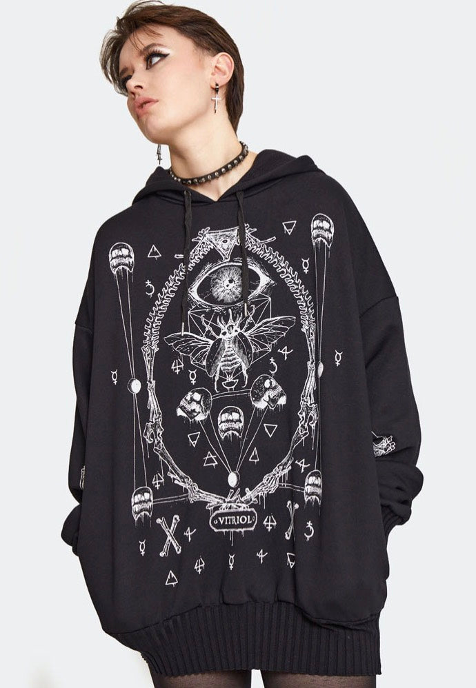 Jawbreaker - Baphomet Printed Oversized Black - Hoodie | Women-Image