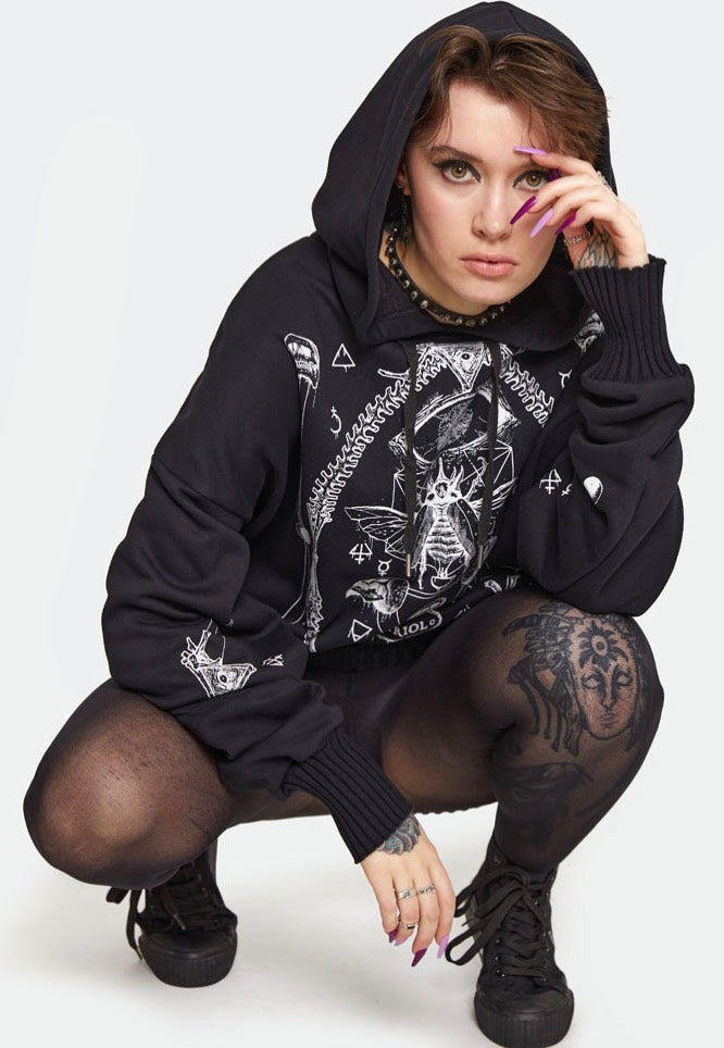 Jawbreaker - Baphomet Printed Oversized Black - Hoodie | Women-Image