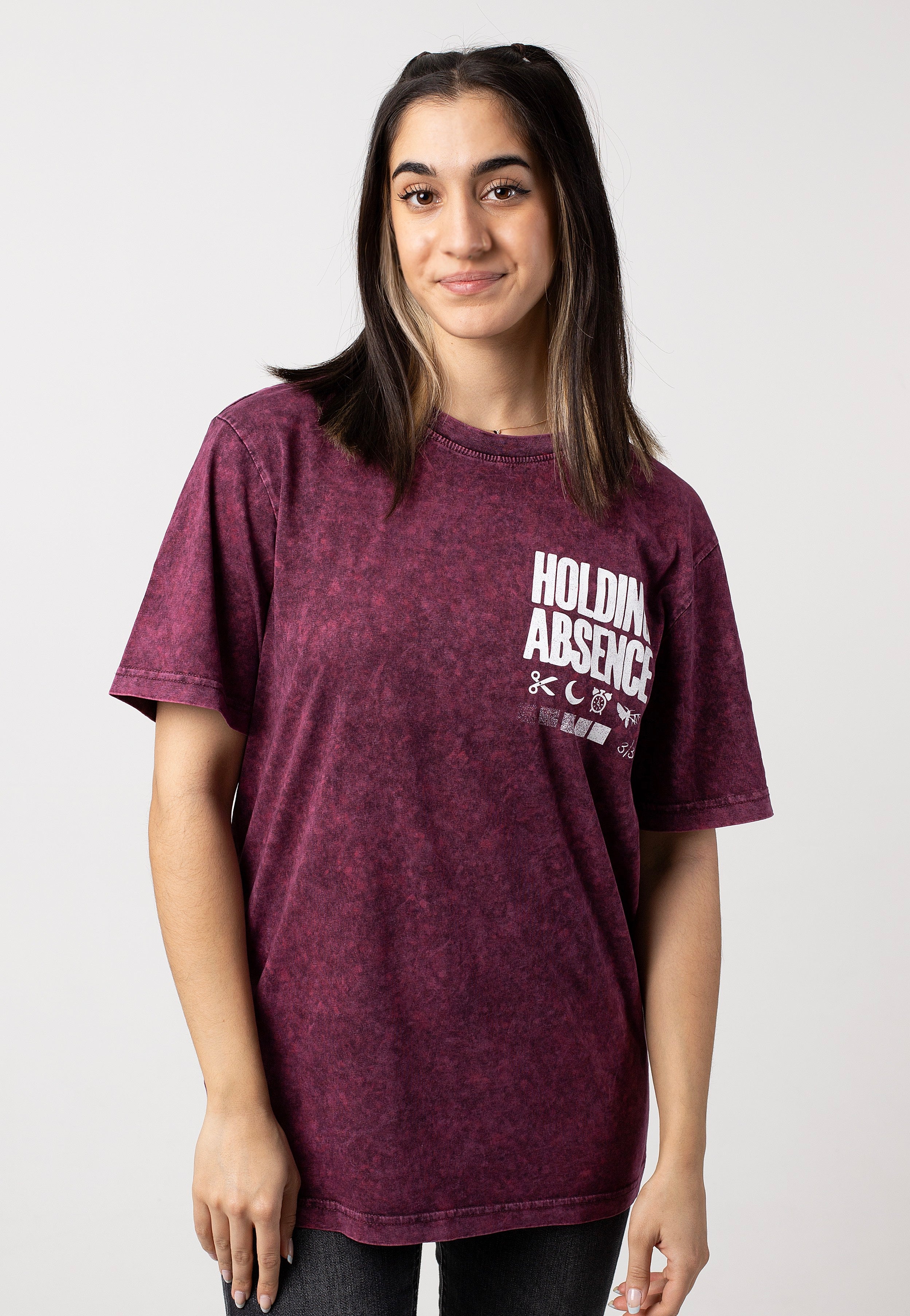 Holding Absence - These New Dreams Berry Black Acid Wash - T-Shirt | Women-Image