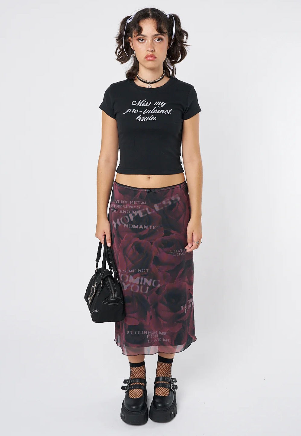 Minga London - Hopeless Romantic Rose Mesh Midi - Skirt | Women-Image