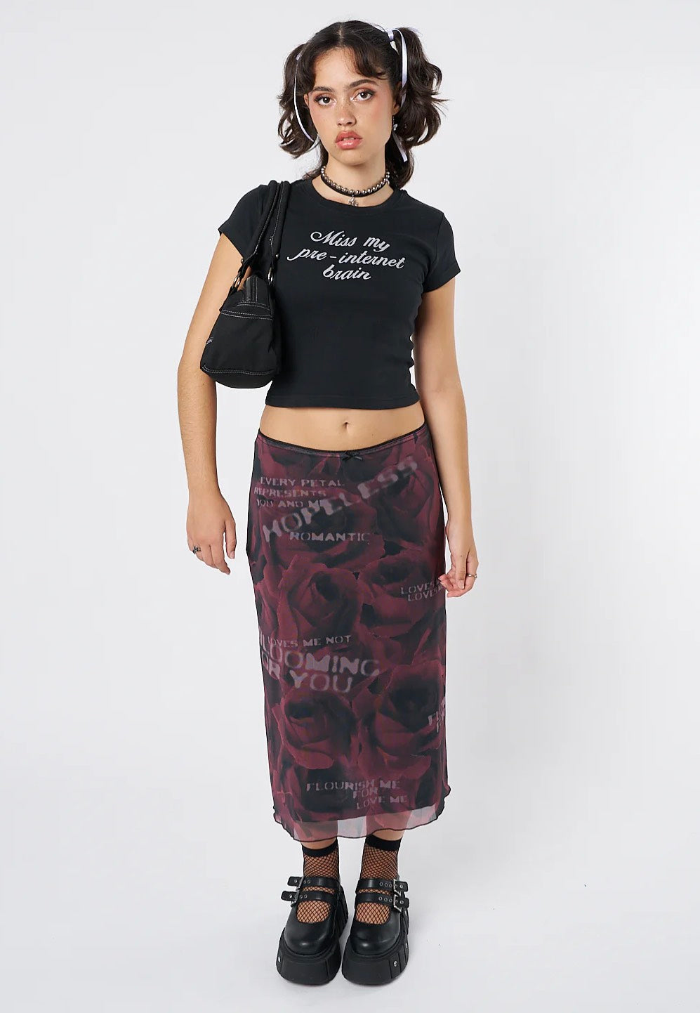 Minga London - Hopeless Romantic Rose Mesh Midi - Skirt | Women-Image