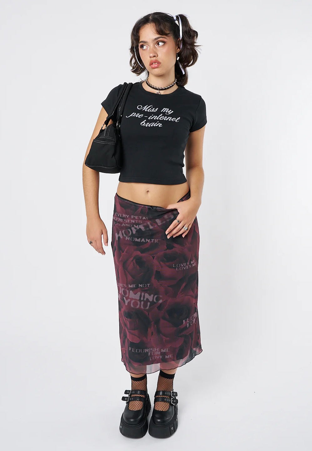 Minga London - Hopeless Romantic Rose Mesh Midi - Skirt | Women-Image