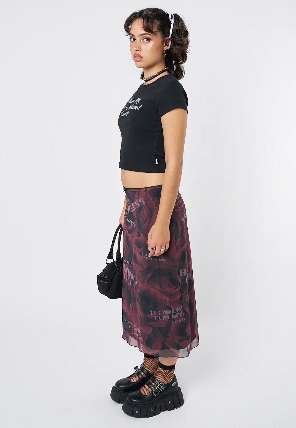 Minga London - Hopeless Romantic Rose Mesh Midi - Skirt | Women-Image