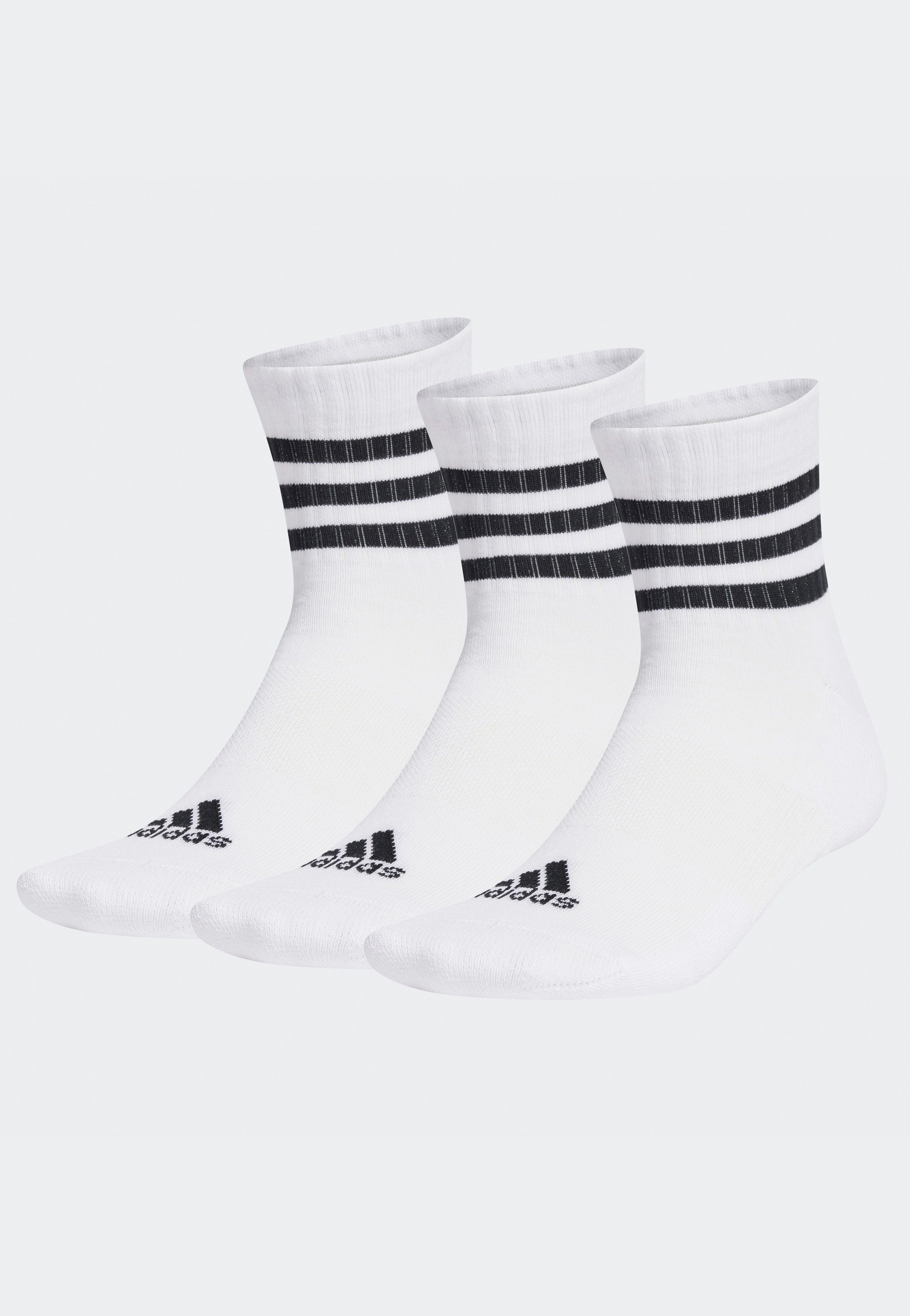 Adidas - 3S C Spw Mid Pack Of 3 White/Black - Socks | Neutral-Image