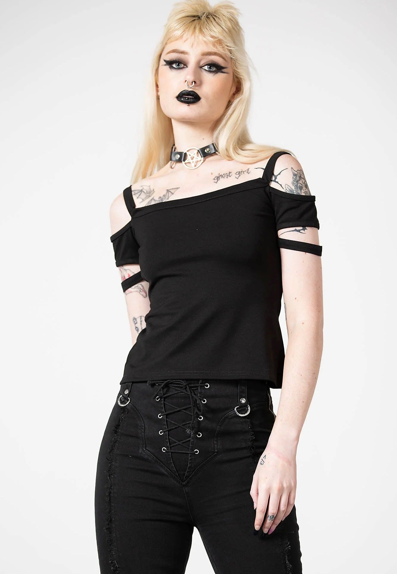 Killstar - Huntly Bardot Black - Top | Women-Image