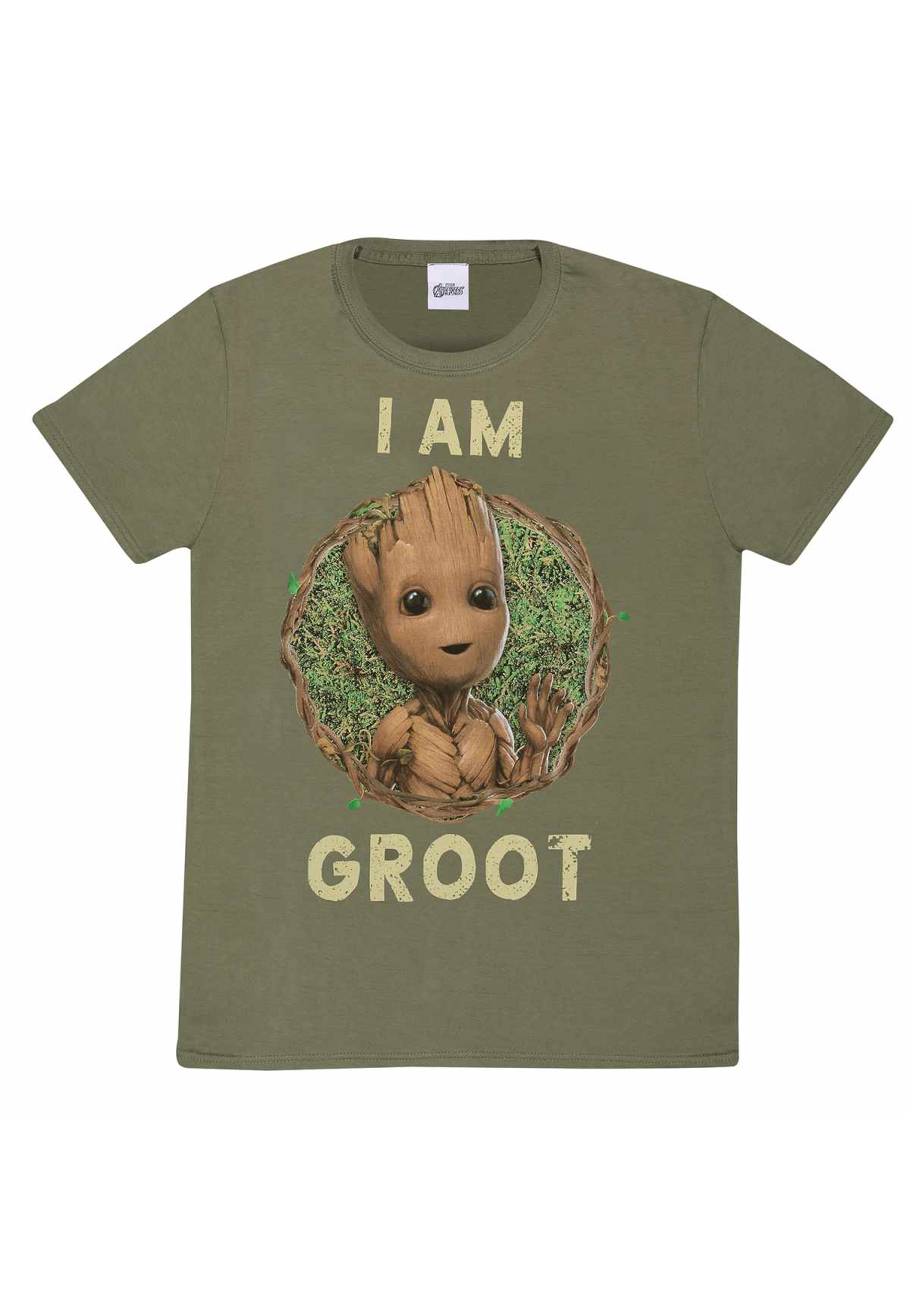 Guardians Of The Galaxy - I Am Groot Badge Olive - T-Shirt | Men-Image