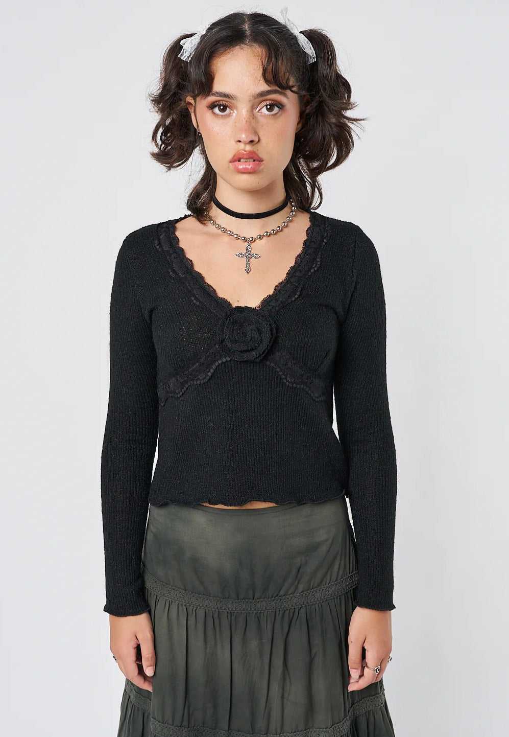 Minga London - Ida Rose Knitted Black - Top | Women-Image