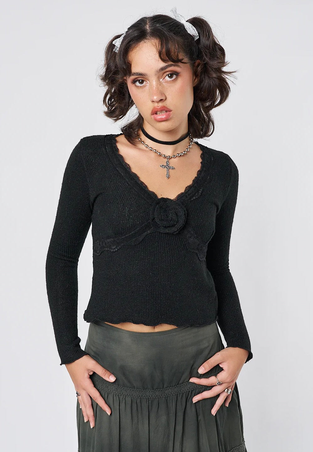 Minga London - Ida Rose Knitted Black - Top | Women-Image