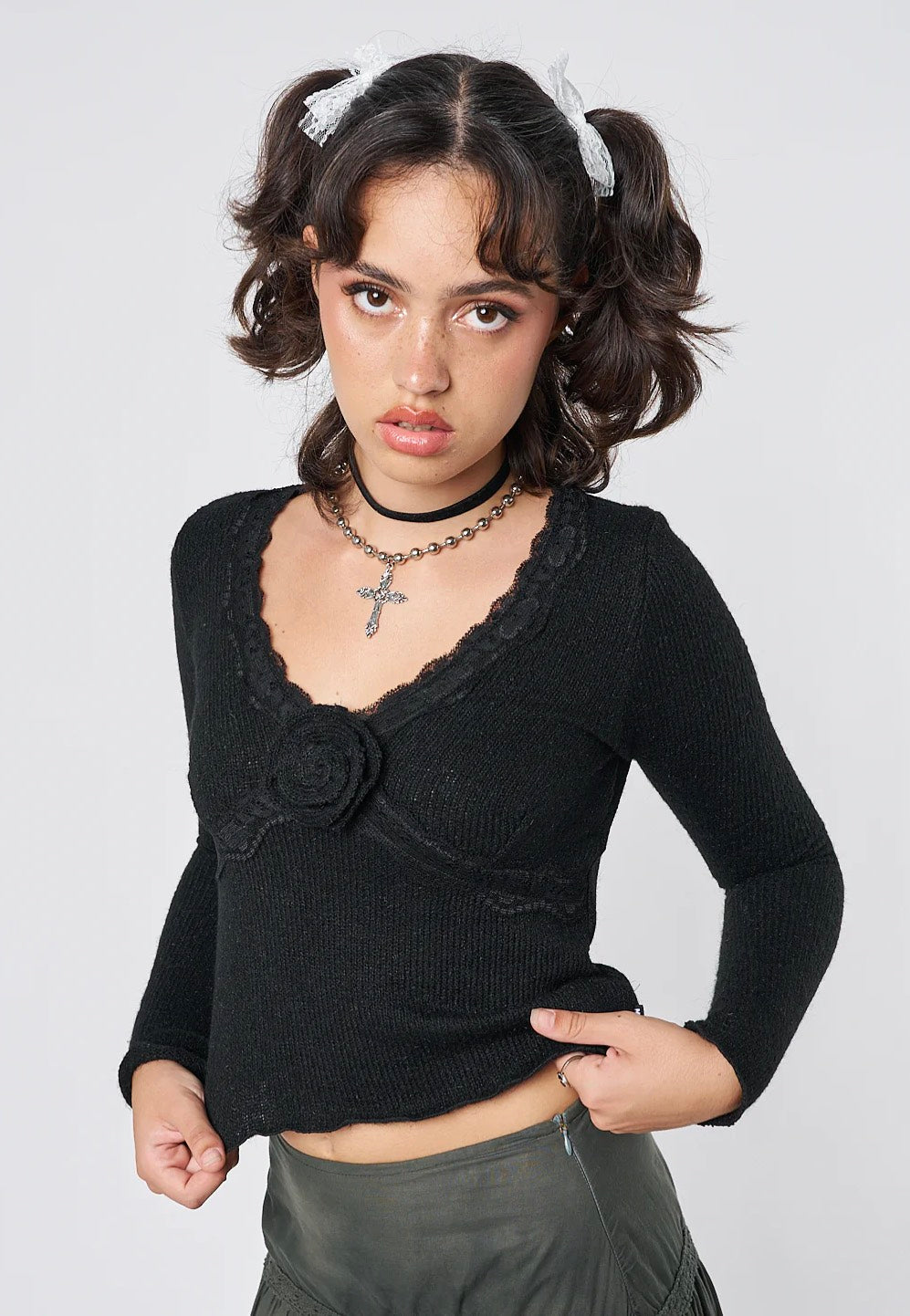 Minga London - Ida Rose Knitted Black - Top | Women-Image