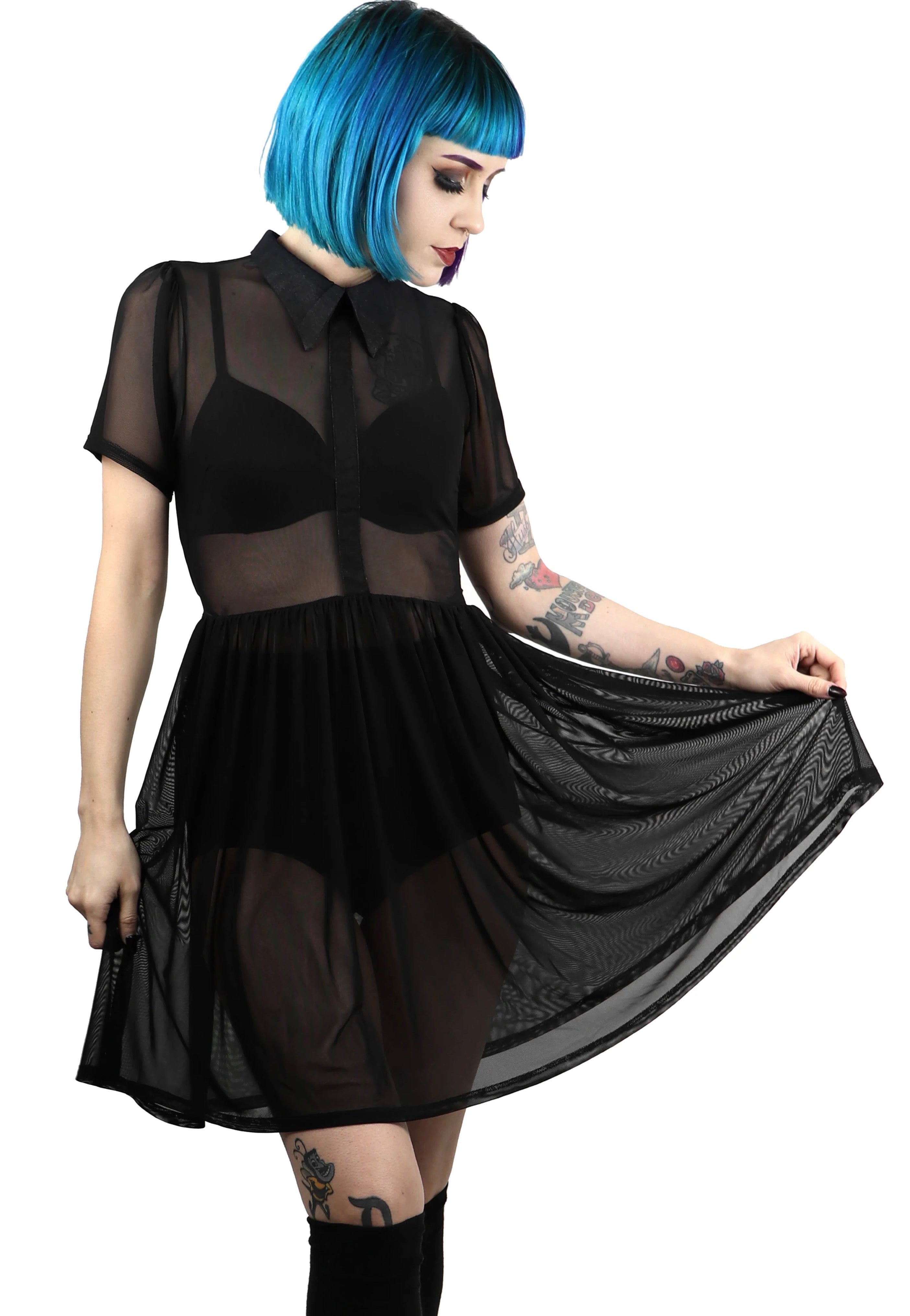 Foxblood - Courtney Mesh Babydoll Black - Dress | Women-Image