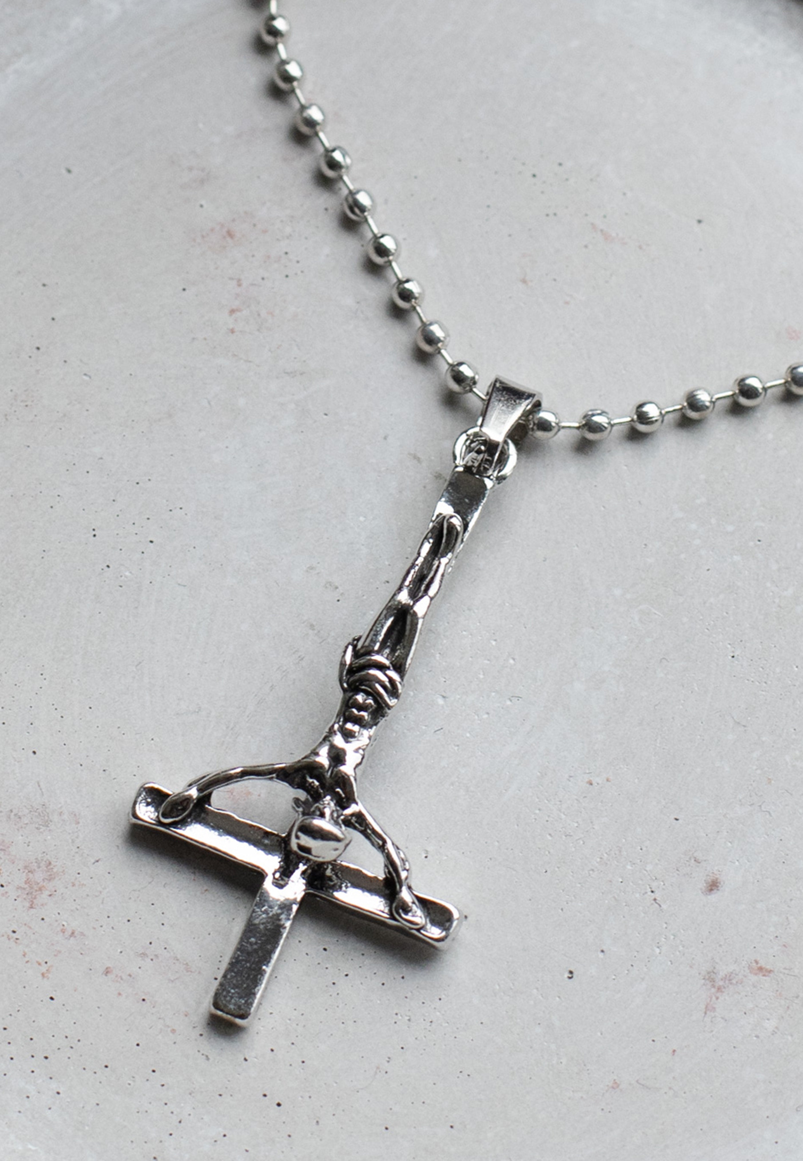 Easure - Inverted Cross Jesus - Necklace | Neutral-Image