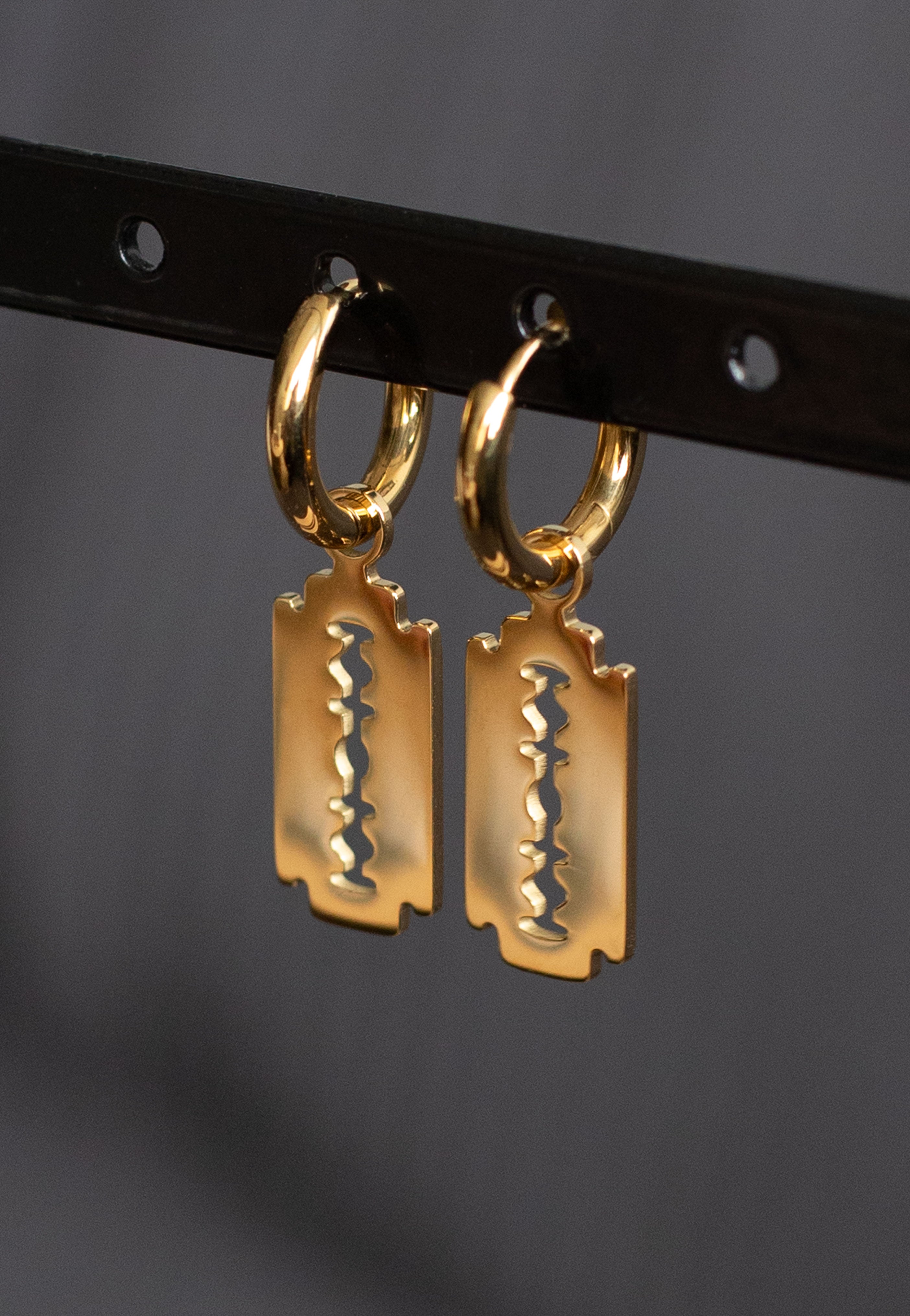 Wildcat - Little Razorblade Hoops (Pair) Gold - Earrings | Neutral-Image