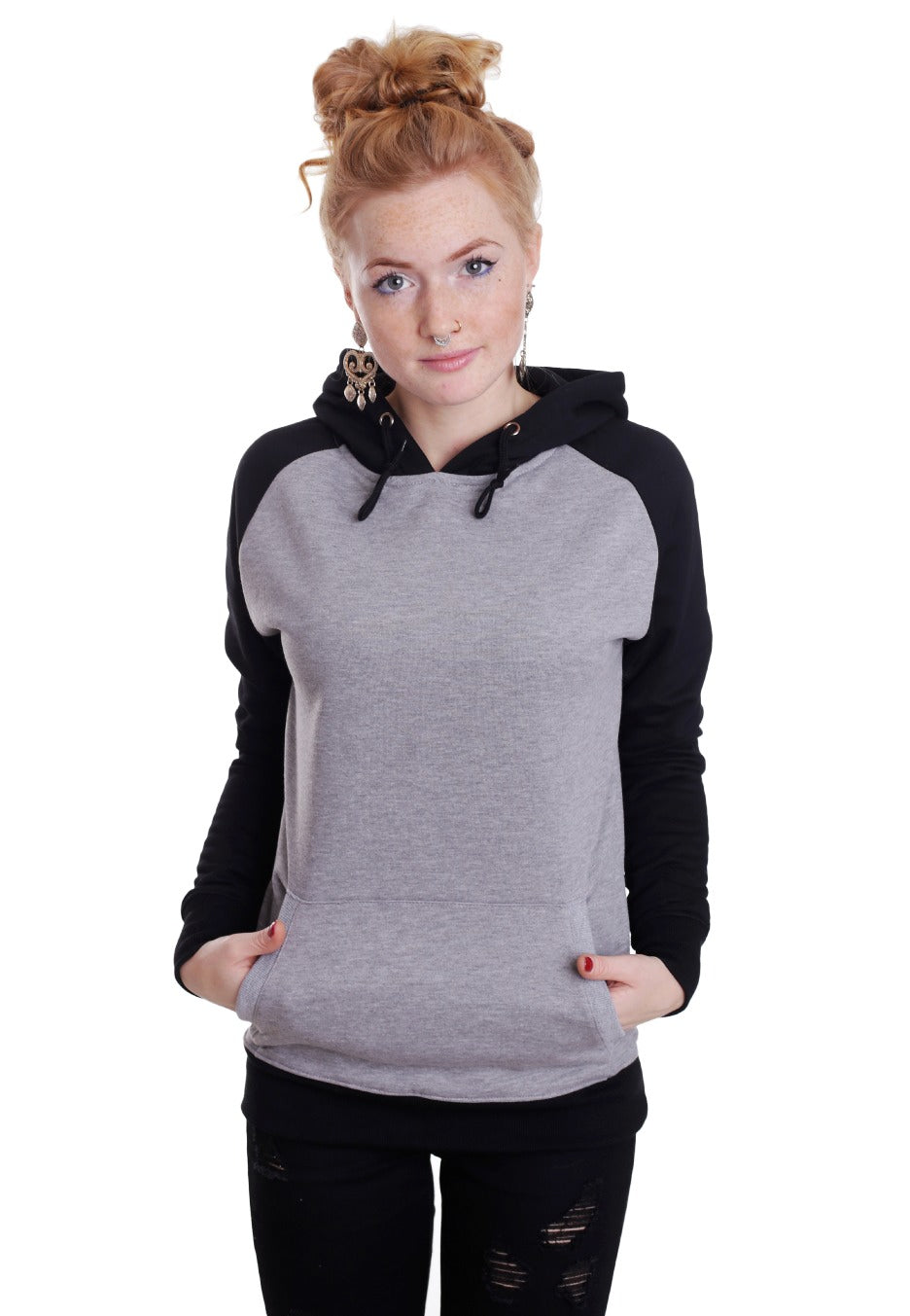 Impericon - Plain Sportsgrey/Black - Hoodie | Women-Image