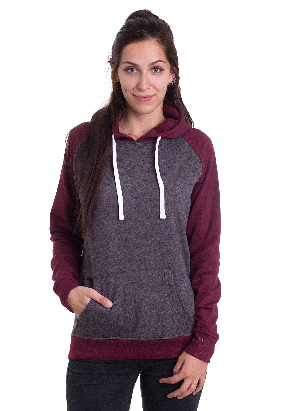 Impericon Plain Charcoal Burgundy Hoodie Impericon