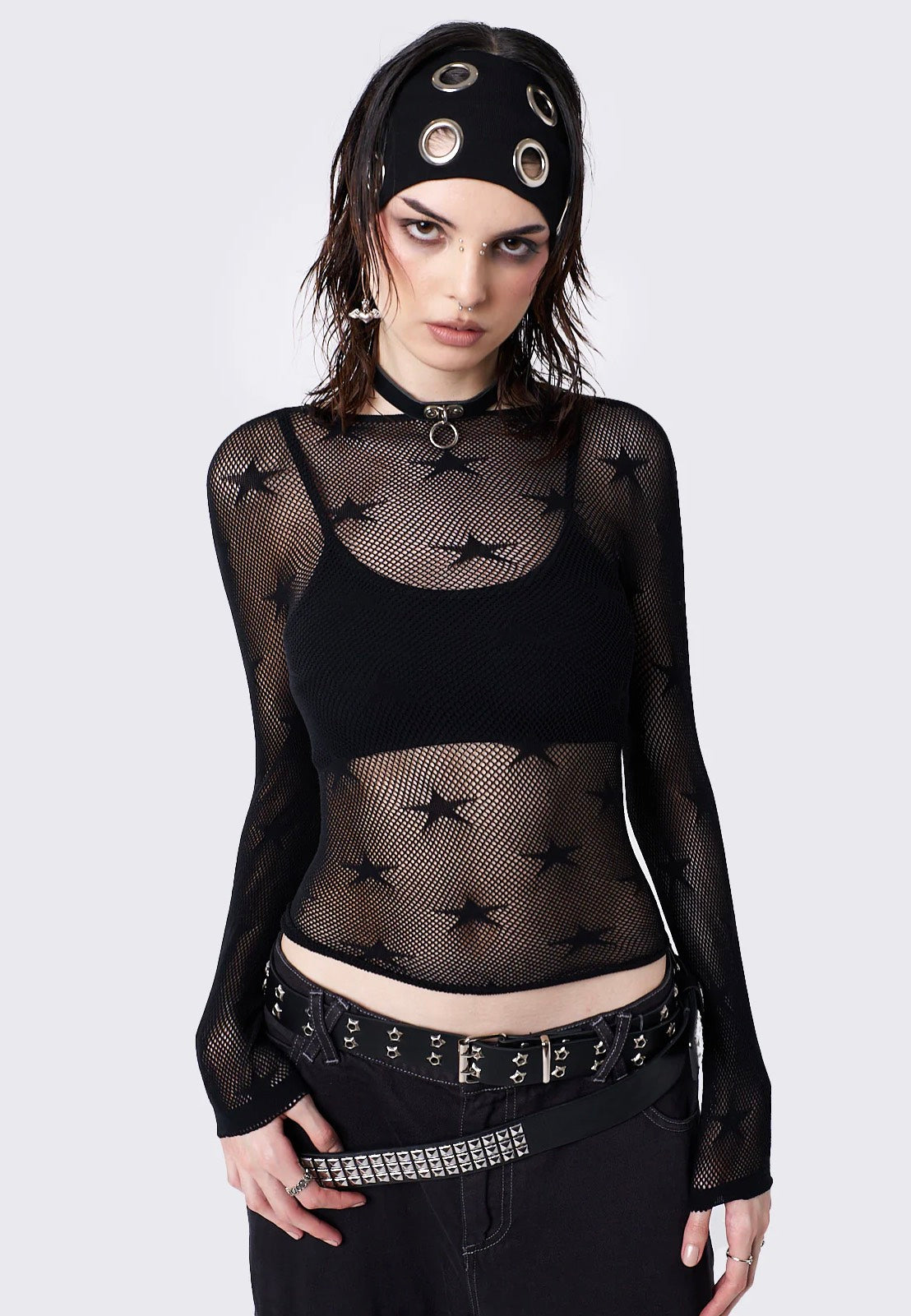 Minga London - In The Stars Fishnet Black - Longsleeve | Women-Image