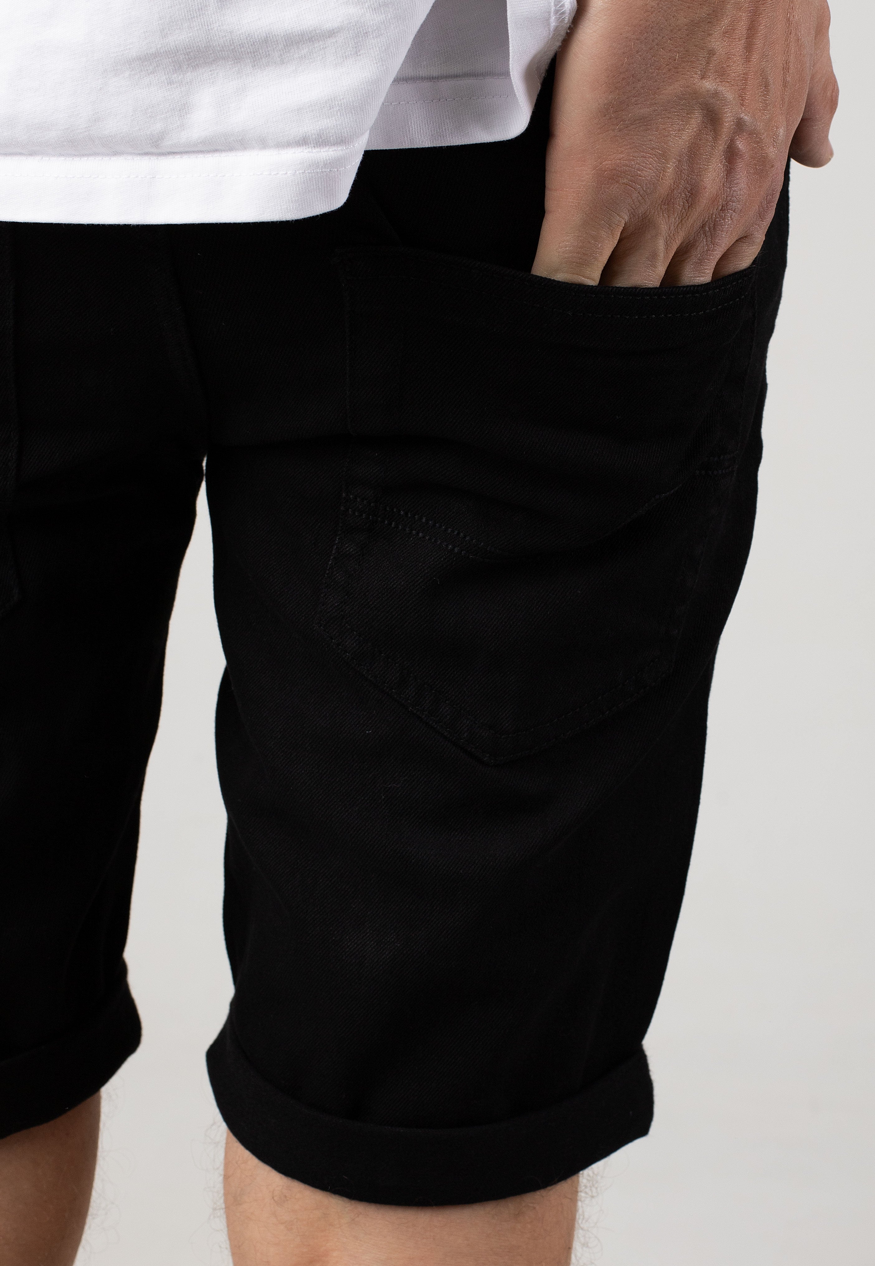 Indicode - Kaden Holes Ultra Black - Shorts | Men-Image