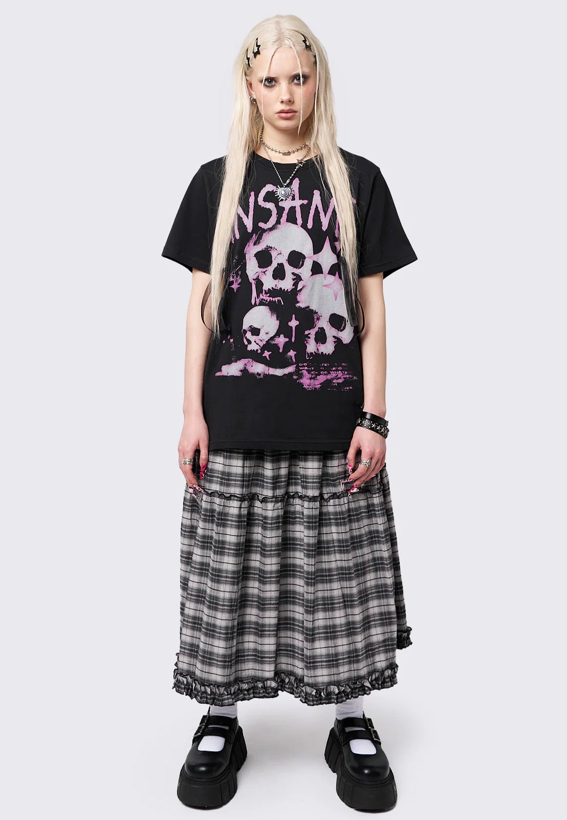 Minga London - Insanity Skulls Oversized Graphic Black - T-Shirt | Women-Image