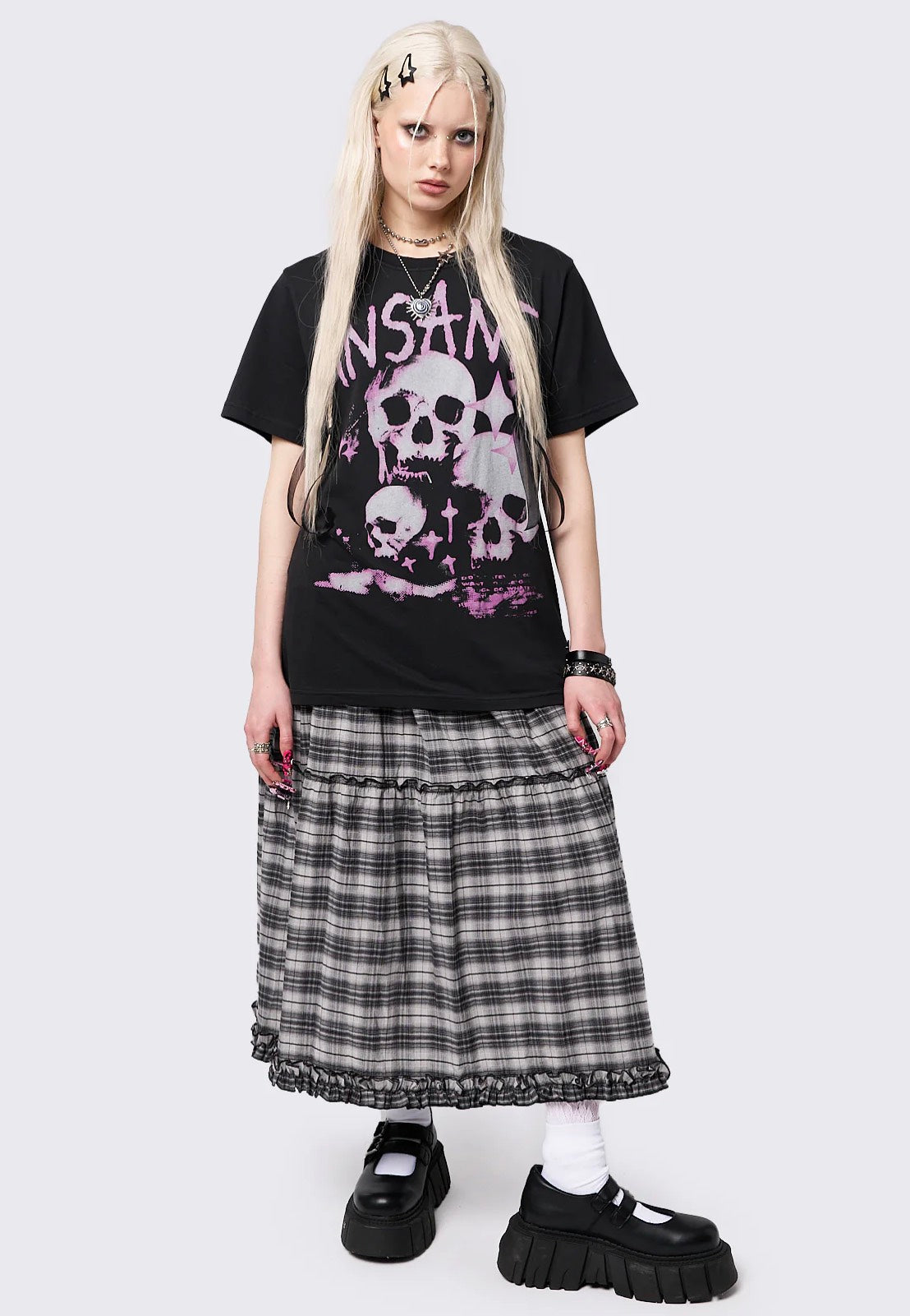 Minga London - Insanity Skulls Oversized Graphic Black - T-Shirt | Women-Image