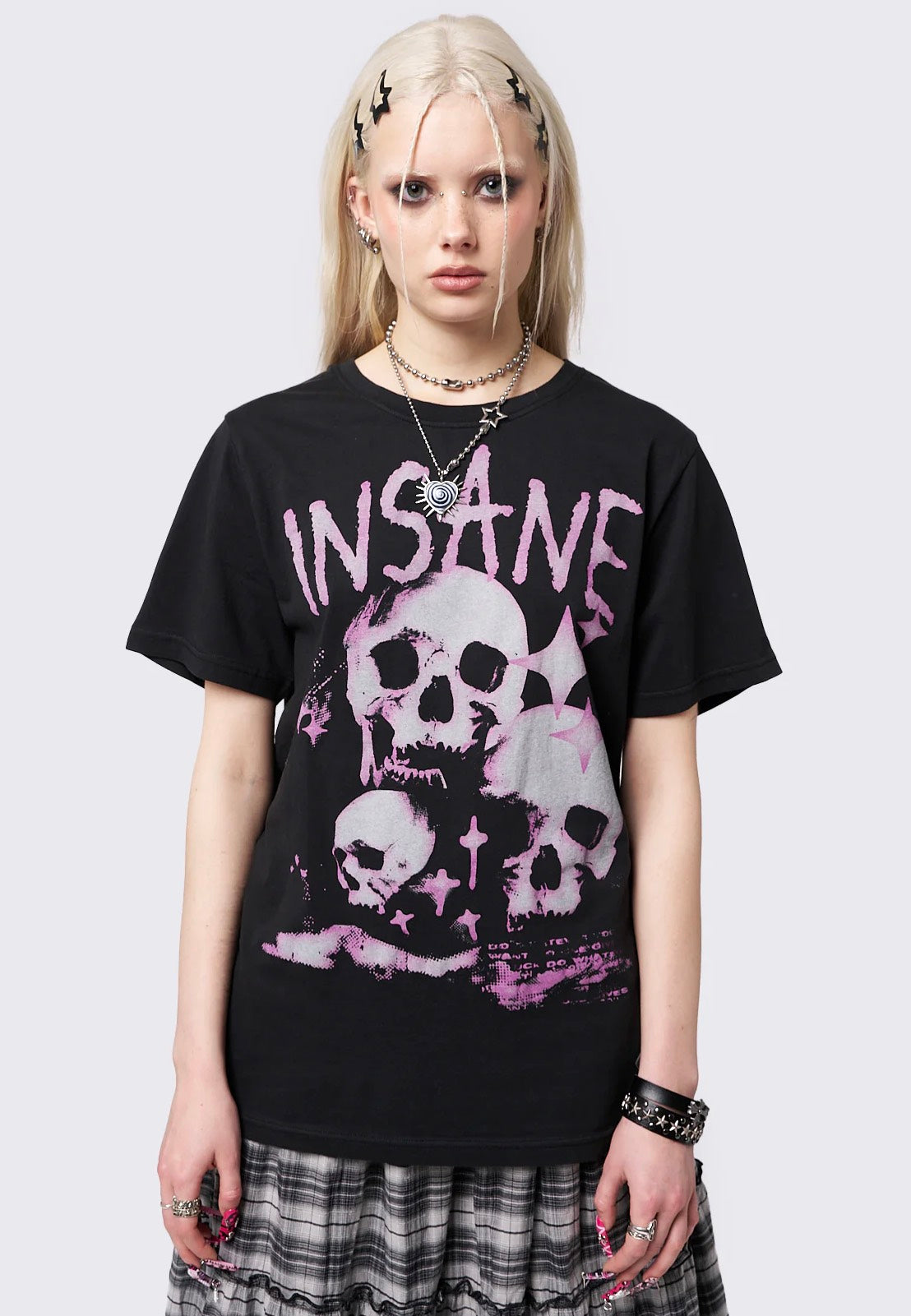 Minga London - Insanity Skulls Oversized Graphic Black - T-Shirt | Women-Image