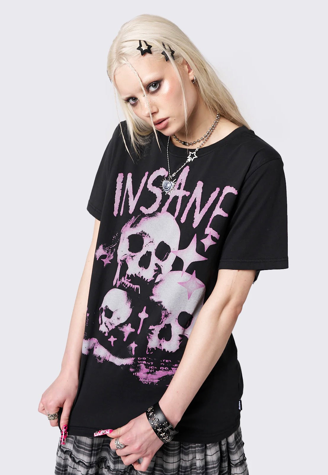 Minga London - Insanity Skulls Oversized Graphic Black - T-Shirt | Women-Image