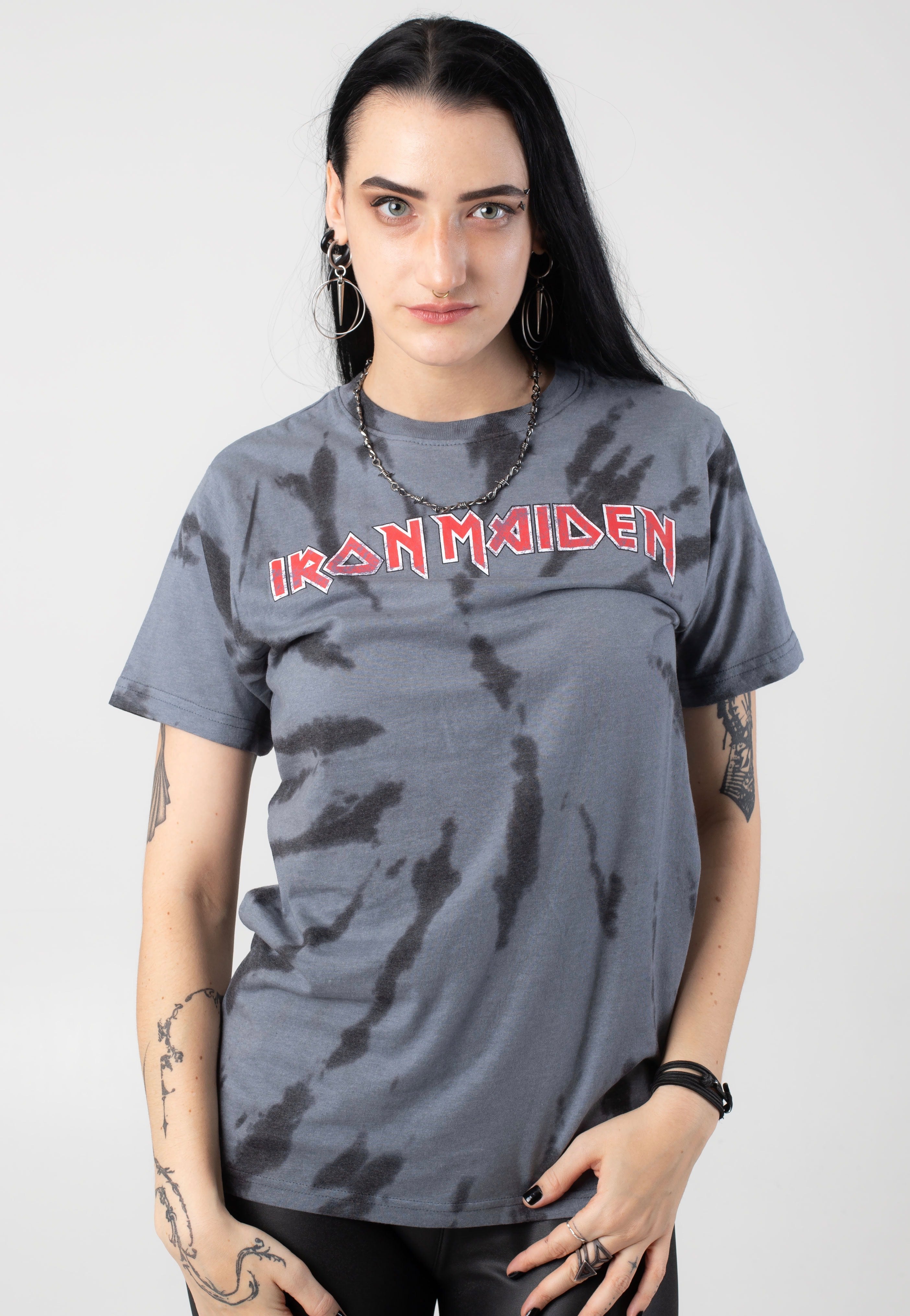 Iron Maiden - Logo Washed Charcoal - T-Shirt | Women-Image