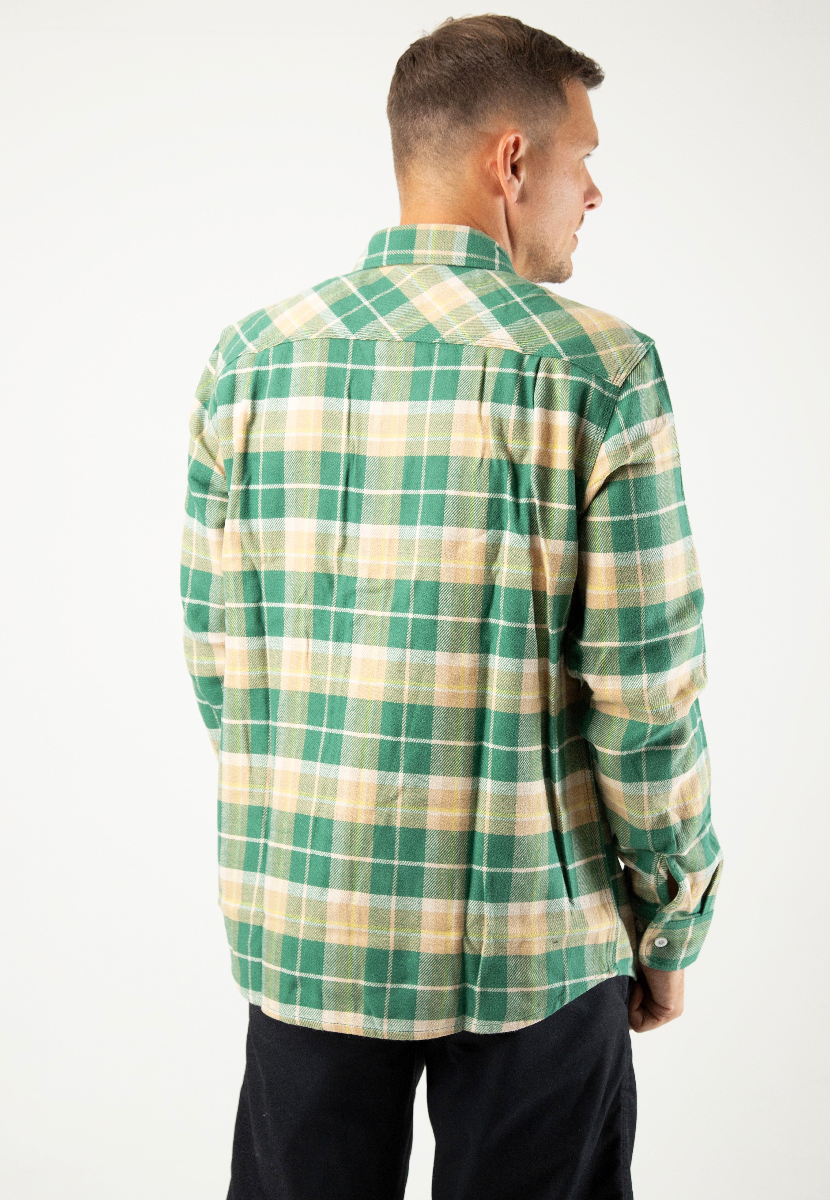 Brixton - Bowery Washed Pine Needle/Washed Gold - Flannel Shirt | Men-Image