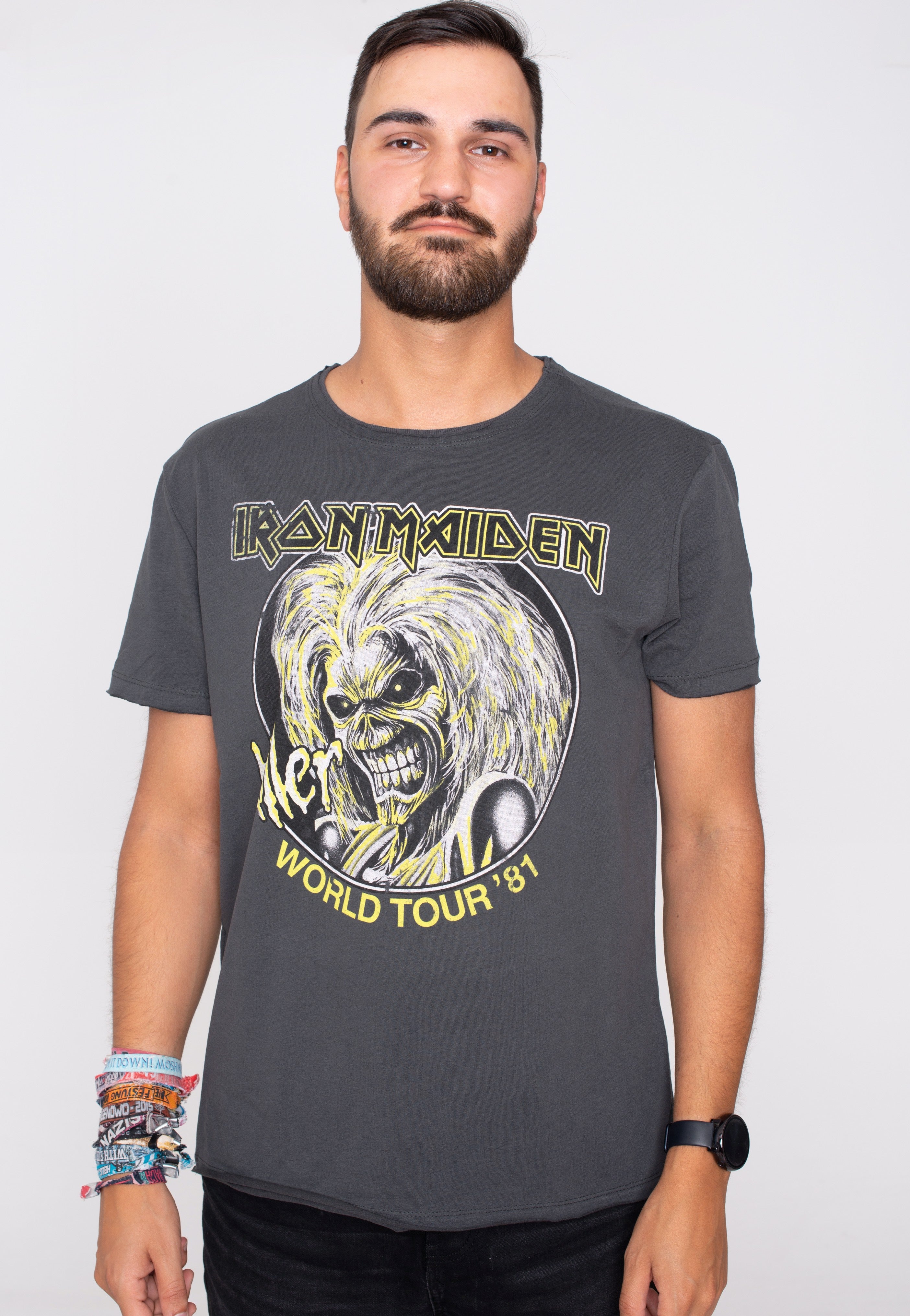 Iron Maiden - Killers World Charcoal - T-Shirt | Men-Image