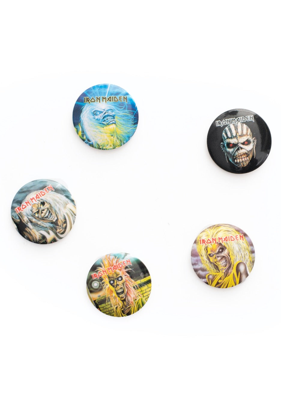 Iron Maiden - The Faces Of Eddie Pack Of 5 - Button Set | Neutral-Image