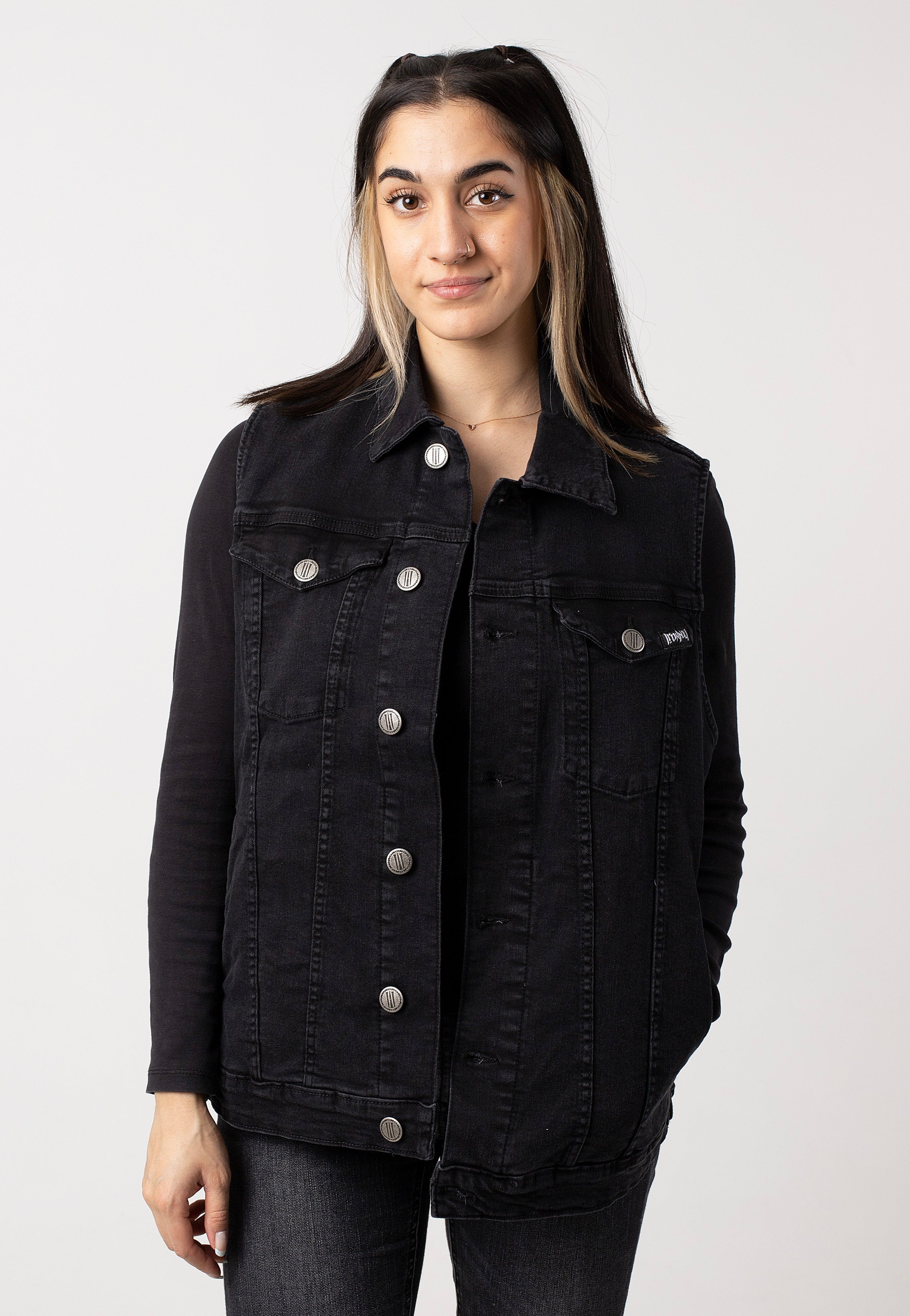 Ironnail - Neil Denim Black - Jeans Vest | Women-Image